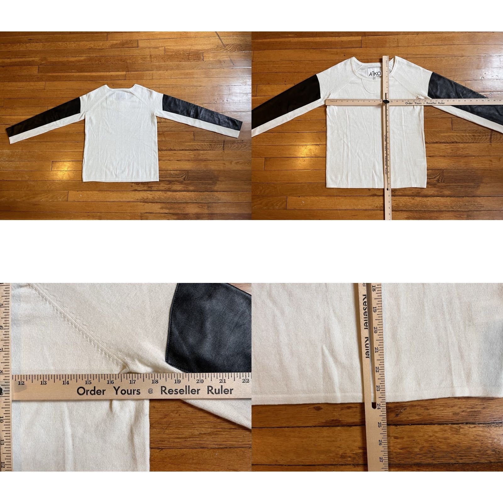 Vintage AIKO Leather Sleeve Sweater Women’s Medium White Size M / US 6-8 / IT 42-44 - 8 Thumbnail