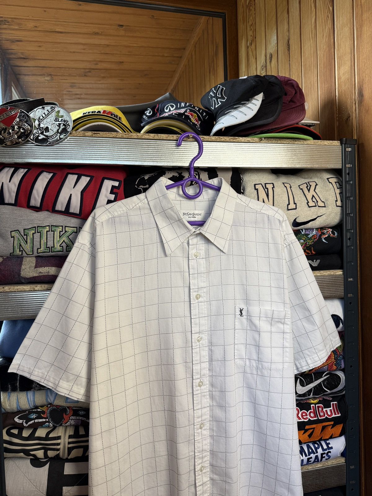 Vintage Vintage Yves Saint Laurent YSL Striped Shirt Short Sleeve Size US XL / EU 56 / 4 - 3 Thumbnail