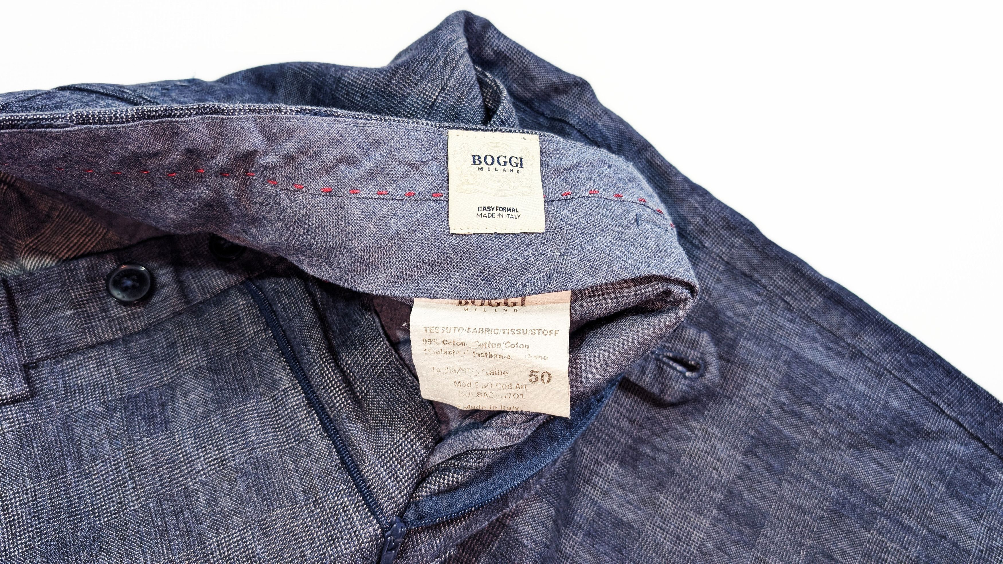 Boggi Boggi Milano Easy Formal Stretch Cotton Checkred Chino Pants Size US 34 / EU 50 - 6 Thumbnail