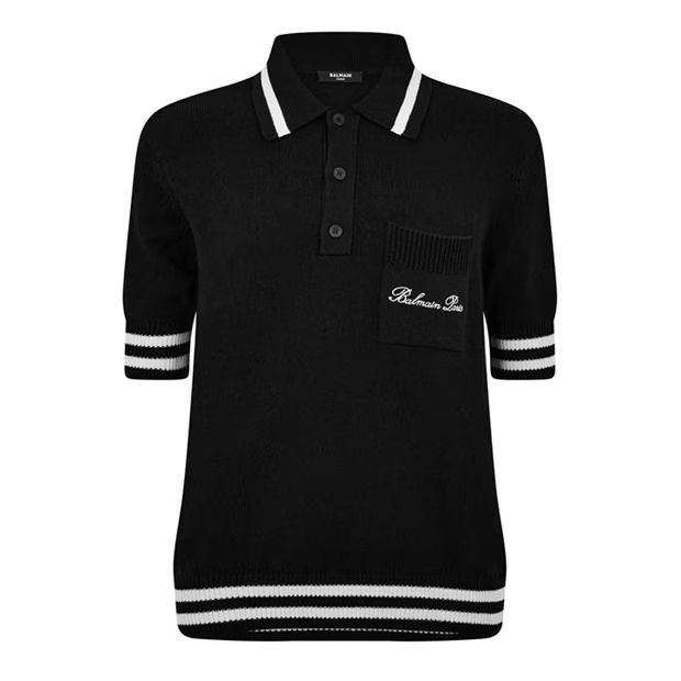image of Balmain O1G2R1Mq0324 Polo Shirt In Black & White in Black/White, Men's (Size Medium)