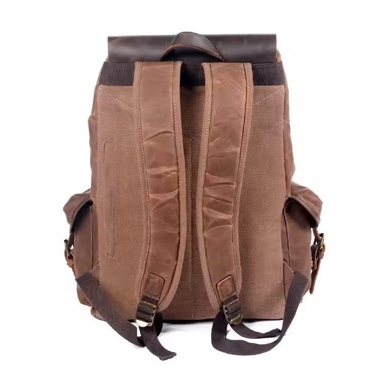 Japanese Brand Vintage Leather And Wax Canvas Backpack Size ONE SIZE - 2 Thumbnail