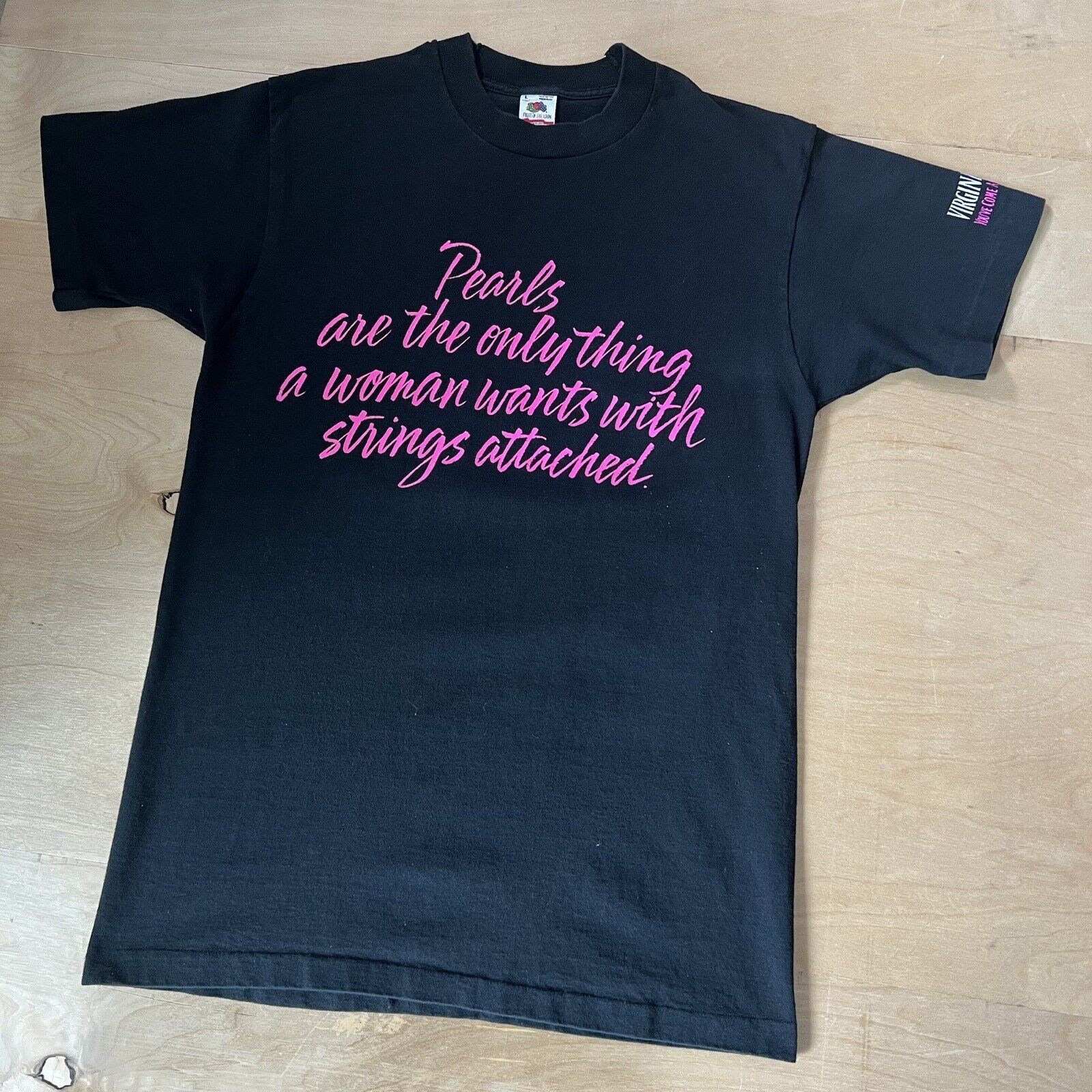 Vintage Vintage Pearl Shirt Large Black 90s Quote Strings Attached Size US L / EU 52-54 / 3 - 7 Thumbnail