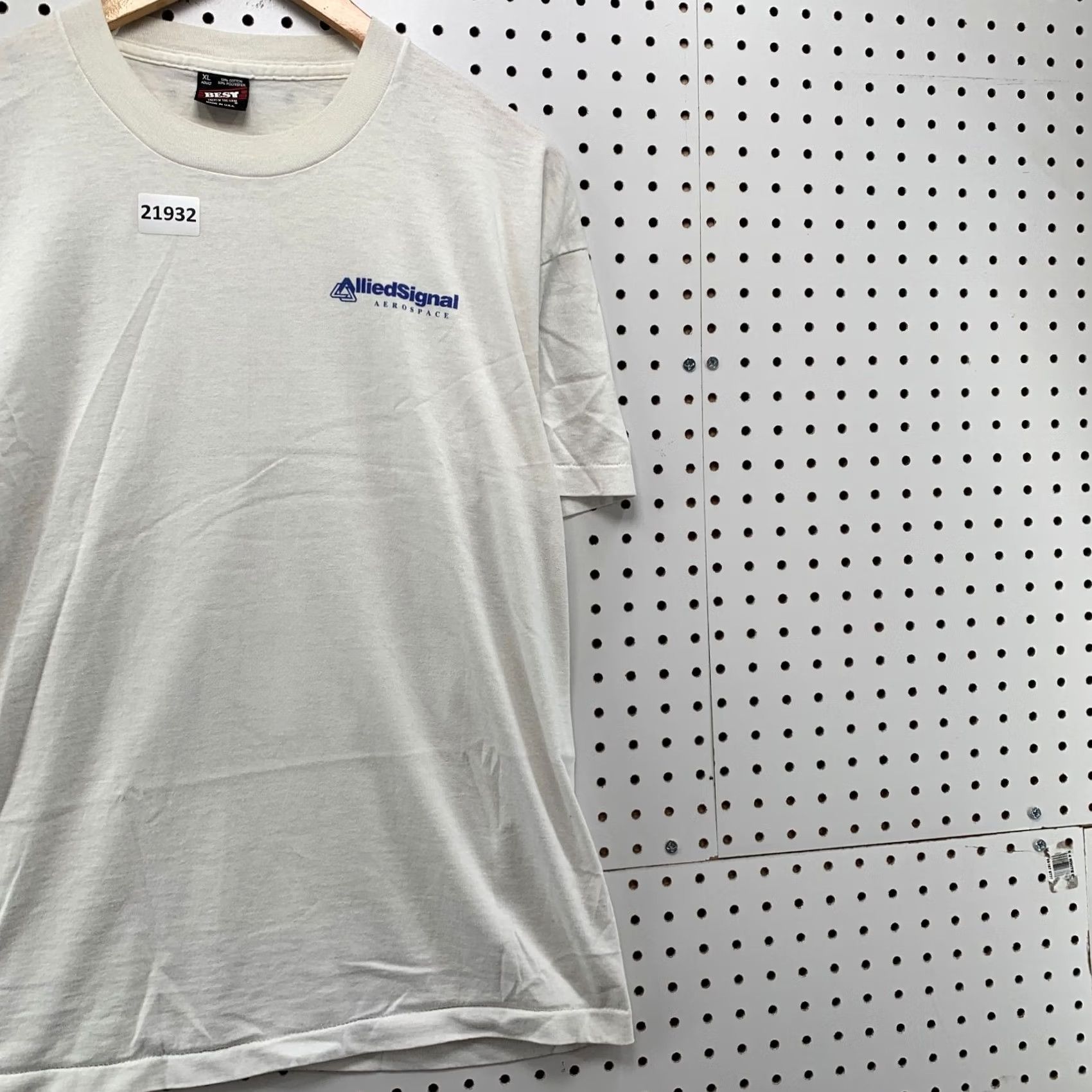 Fruit Of The Loom VINTAGE Aerospace Shirt White Single Stitch Allied Signal Adult Men XL 90s Size US XL / EU 56 / 4 - 4 Thumbnail