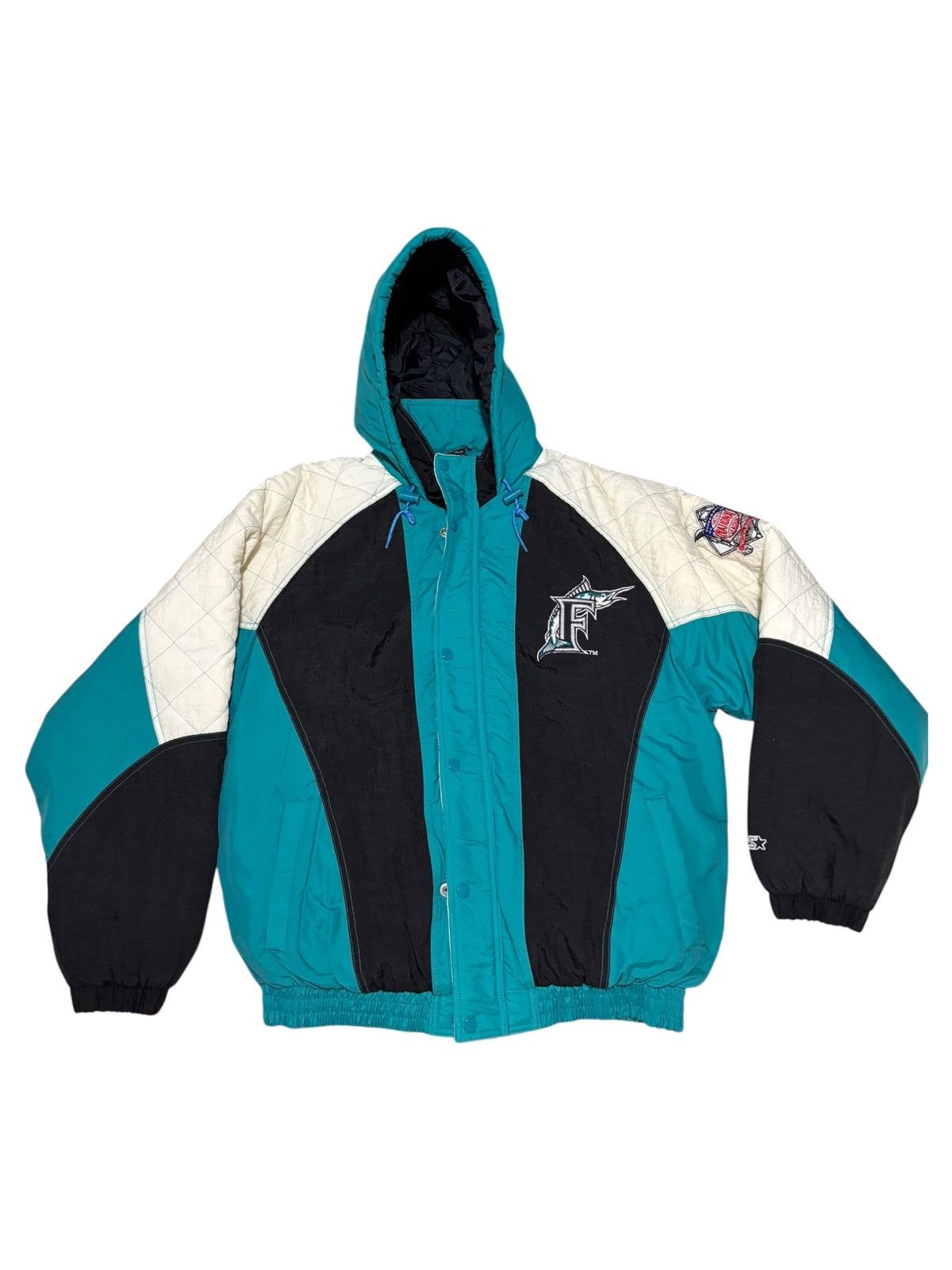 Starter Vintage 90s Florida Marlins Starter Puffer Jacket Mens L Size US L / EU 52-54 / 3 - 1 Thumbnail