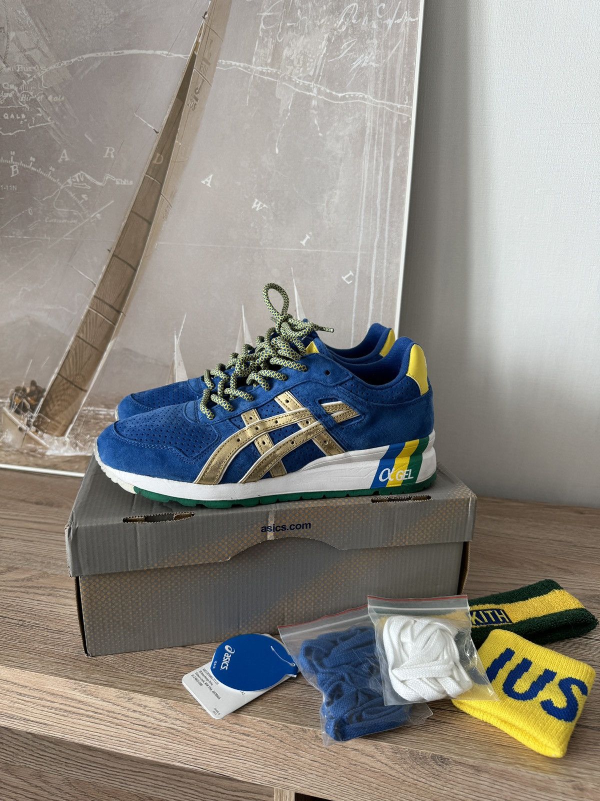 Asics × Ronnie Fieg ASICS x Ronnie Fieg GT-2 KFE Brazil Blue Gold H40JK Size US 8 / EU 41 - 1 Thumbnail