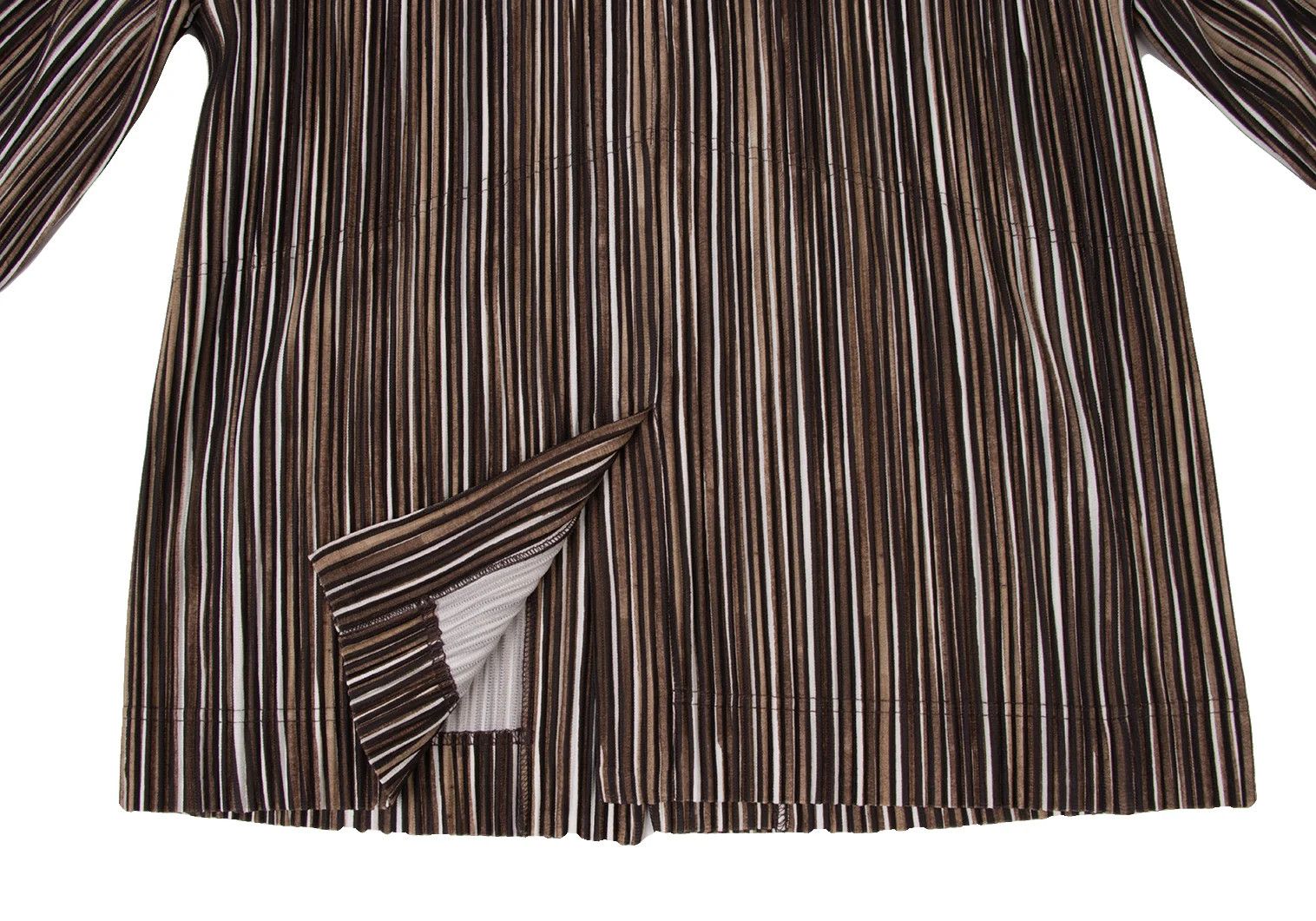 Issey Miyake Stripe Pleats 2B Jacket in Brown, White, and Black Size US S / EU 44-46 / 1 - 13 Thumbnail