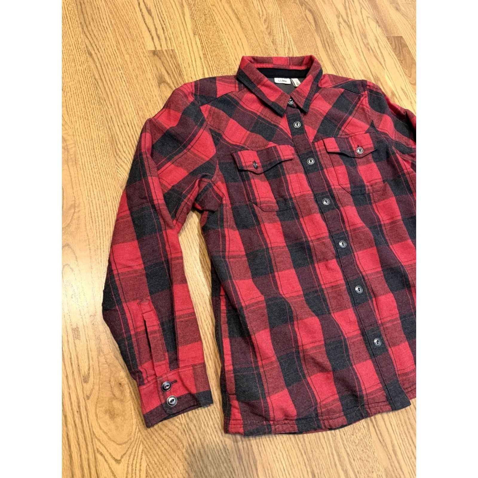 Vintage LL Bean Primaloft Plaid Flannel Wool blend Shacket Jacket Womens Large Size L / US 10 / IT 46 - 2 Thumbnail