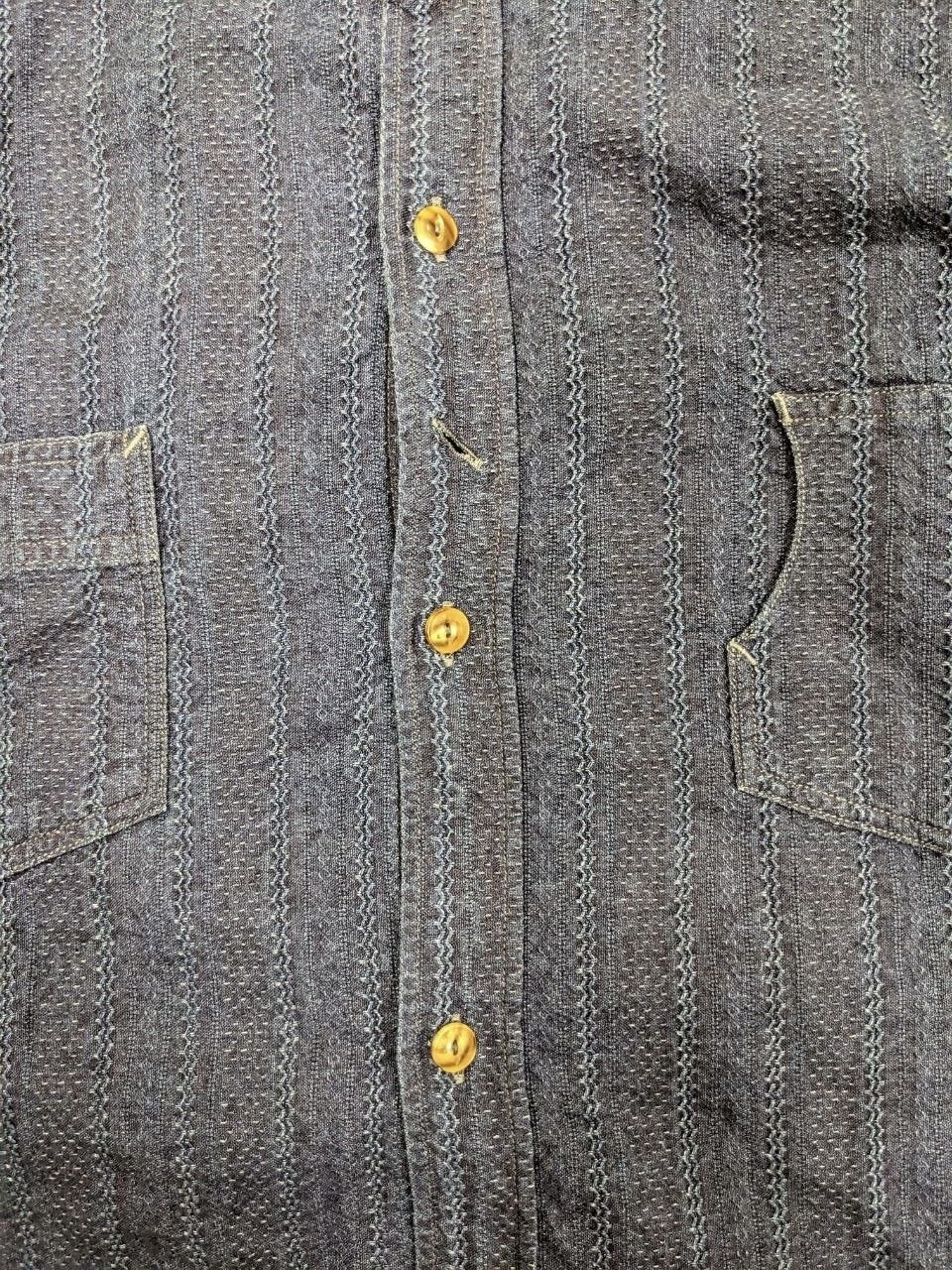 Pherrow's Pherrow’s Sashiko Pure Blue Indigo Collar Band Shirt Size US M / EU 48-50 / 2 - 6 Thumbnail