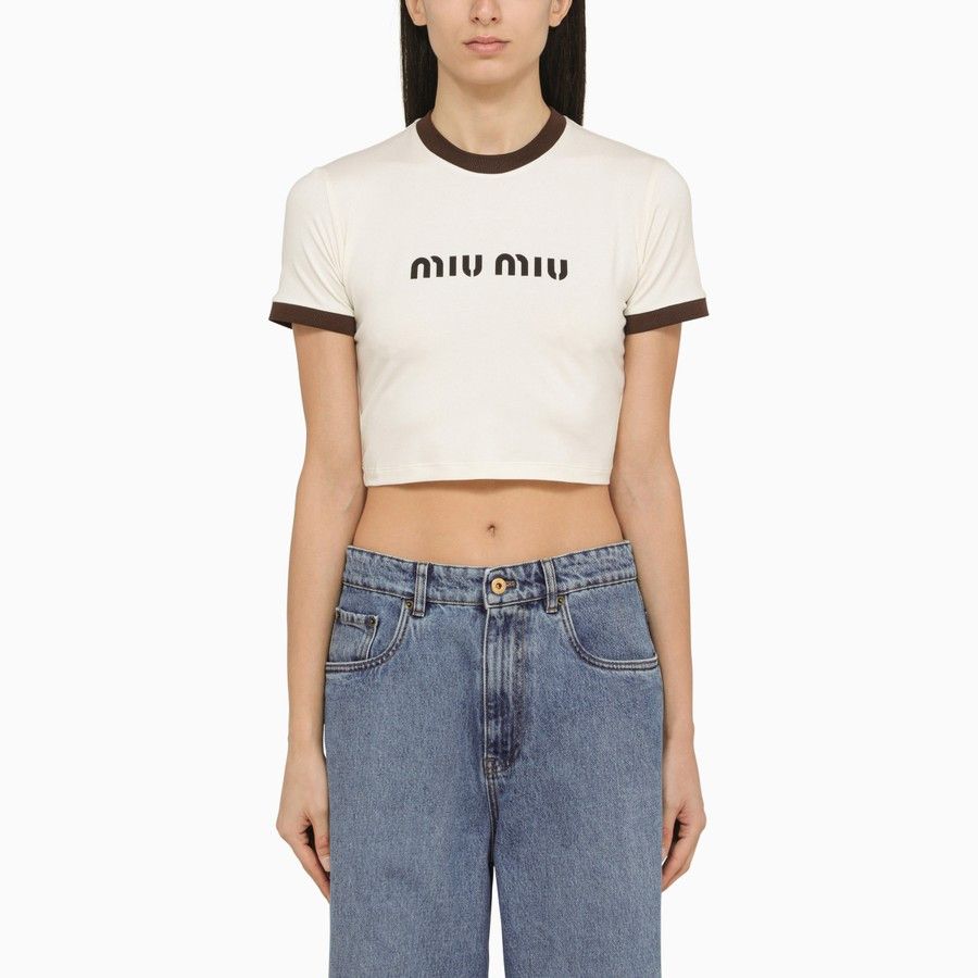 image of Miu Miu O1D2Blof0124 T-Shirt In Multicolor, Women's (Size XS)
