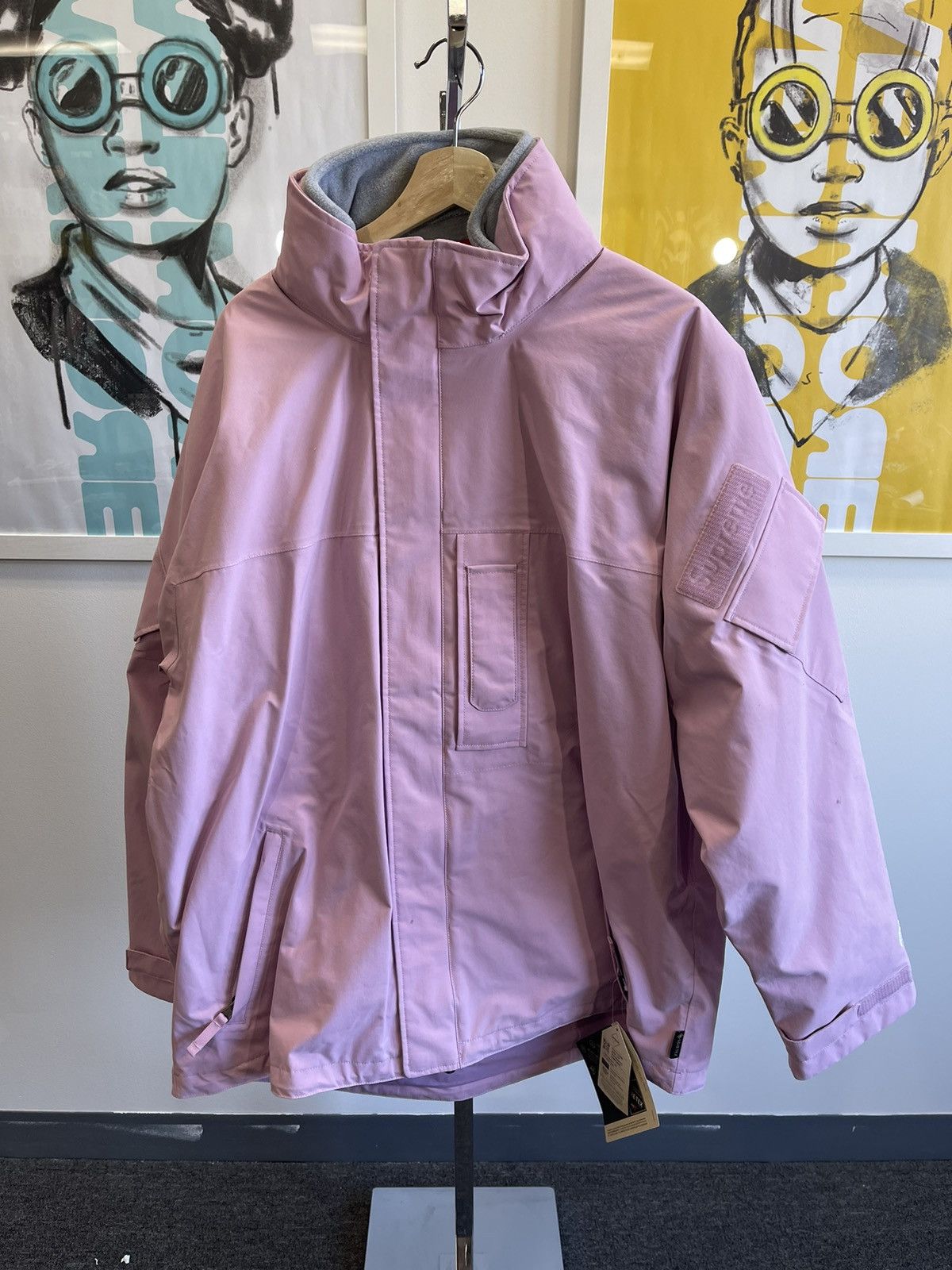 image of Supreme Gore-Tex Pink Jacket With Grey Fleece Size Xl, Men's