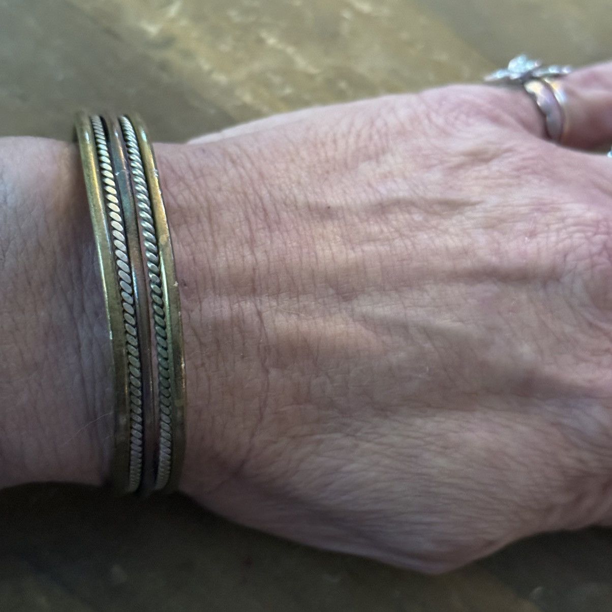 Vintage Vintage brass and copper cuff bangle bracelet Size ONE SIZE - 3 Thumbnail