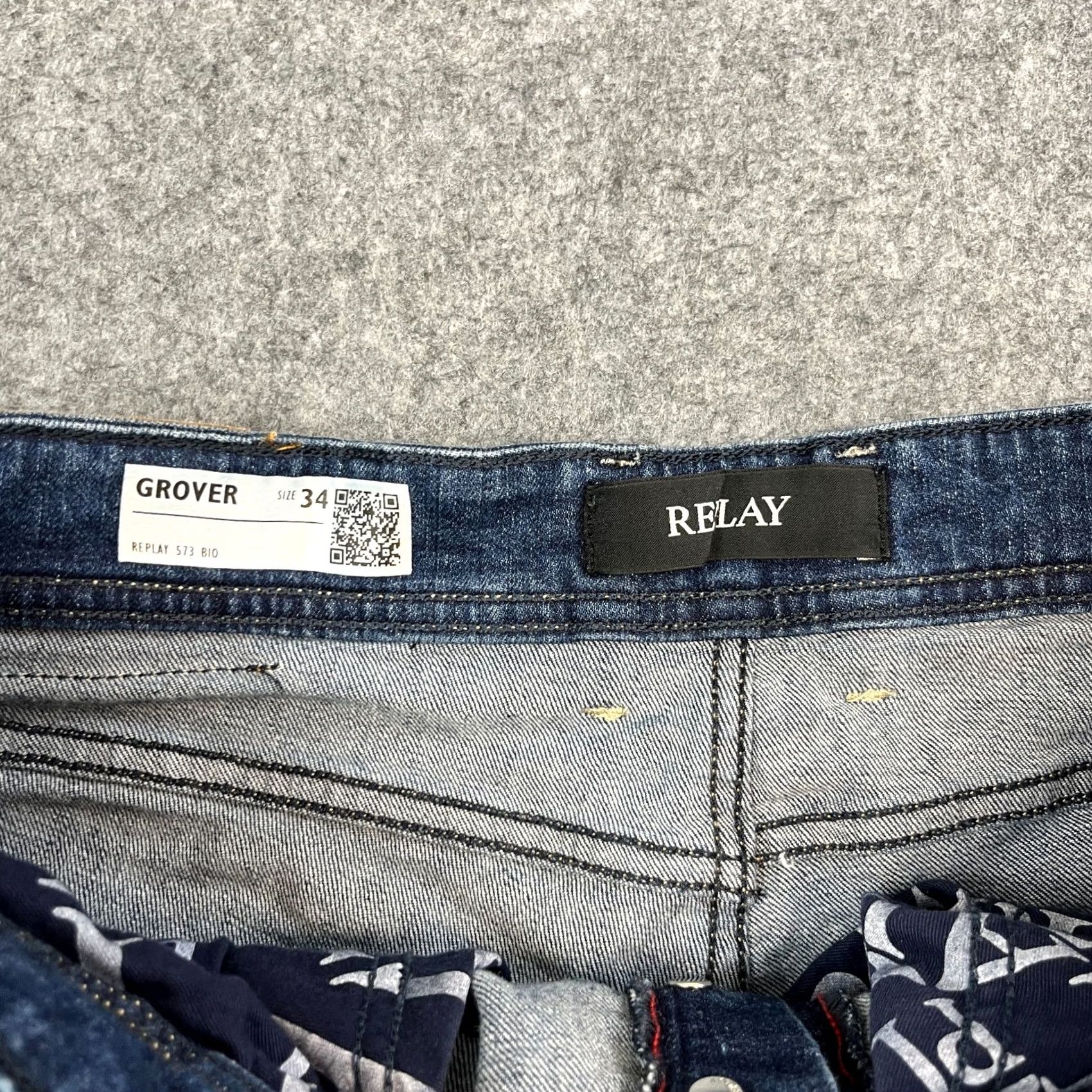 Replay Replay Jeans Slim Fit 32 28 Dark Wash Blue Organic Cotton Stretch Grover Men 5-Pocket Denim Shirt? Size US 32 / EU 48 - 7 Thumbnail