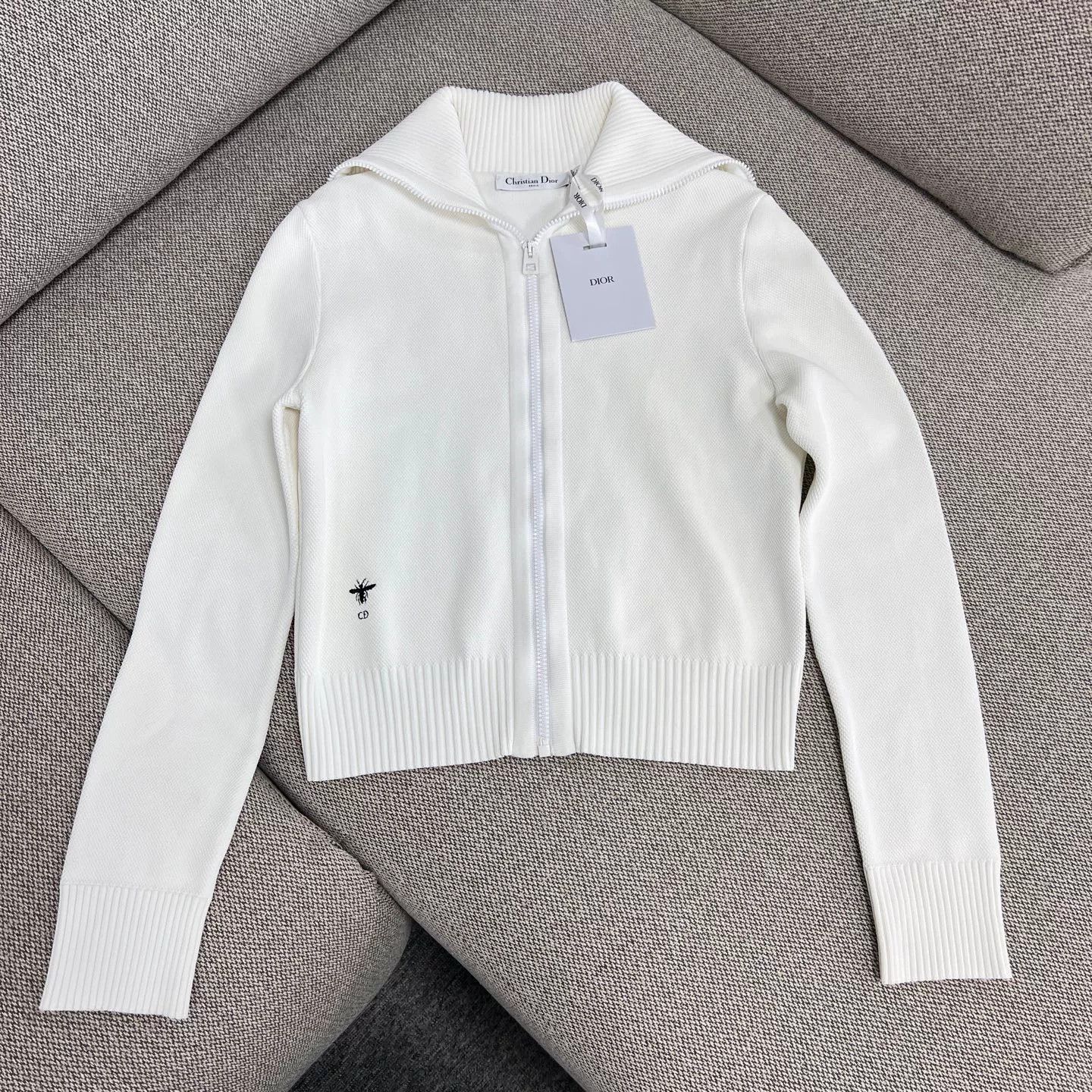 Dior Dior White Sailor Collar Logo Knit Jacket Size S / US 4 / IT 40 - 1 Thumbnail