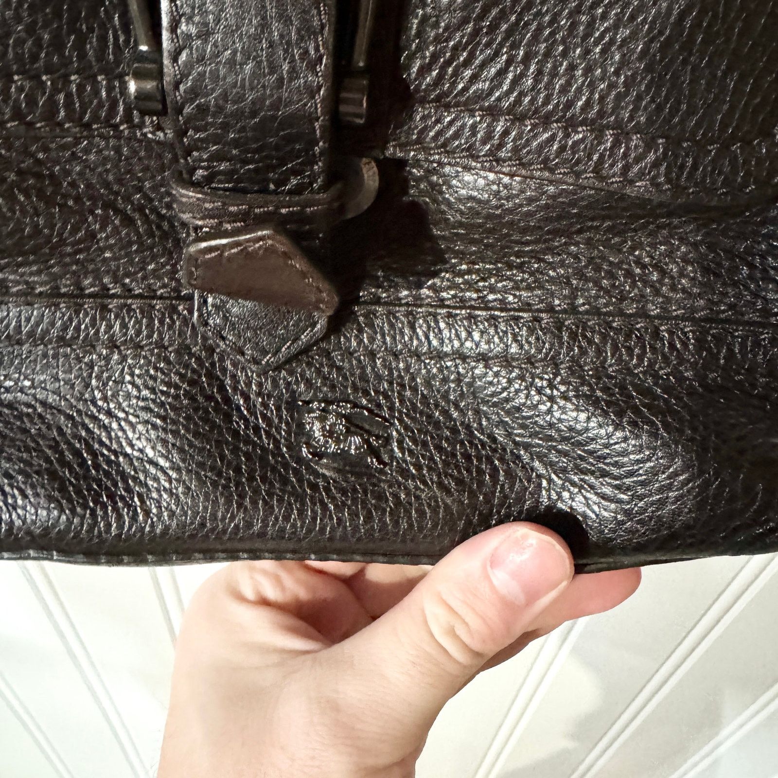 Burberry Vintage Burberry Dark Brown Leather Nova Check Shoulder Bag Size ONE SIZE - 3 Thumbnail