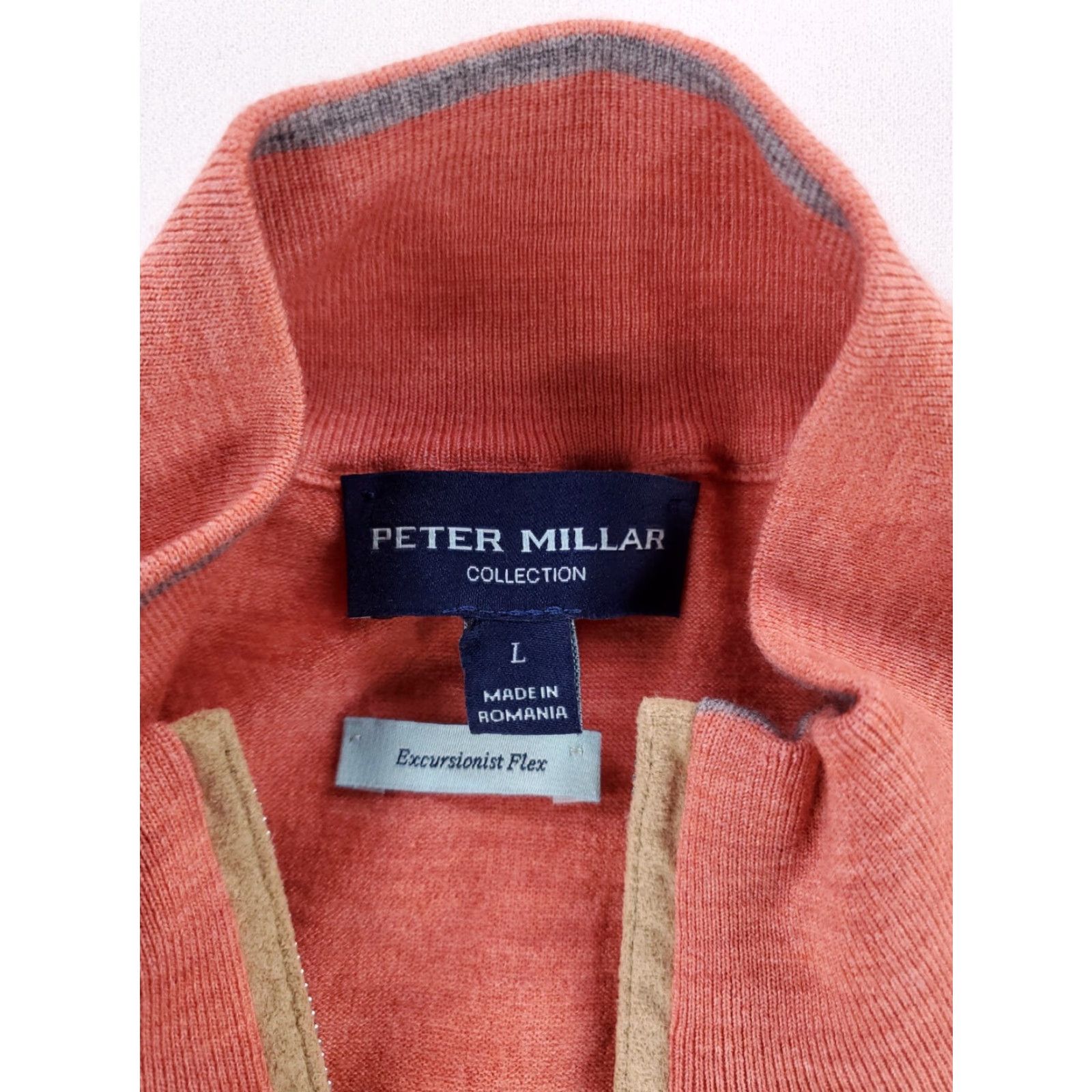 Peter Millar Peter Millar Performance Merino Quarter Zip Excursionist Flex Salmon Mens L Sweater Pullover Shirt Size US L / EU 52-54 / 3 - 4 Thumbnail