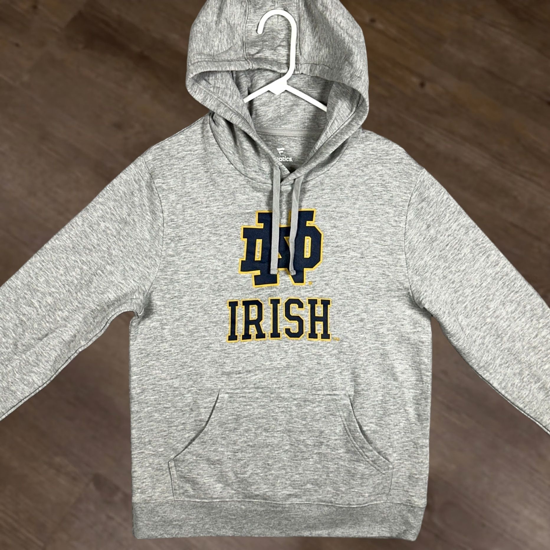 Vintage Fanatics Notre Dame Fighting Irish Hoodie Mens M Grey Sweatshirt Drawstring Pullover Hooded Pockets Knitted Cotton Polyester Size US M / EU 48-50 / 2 - 1 Thumbnail