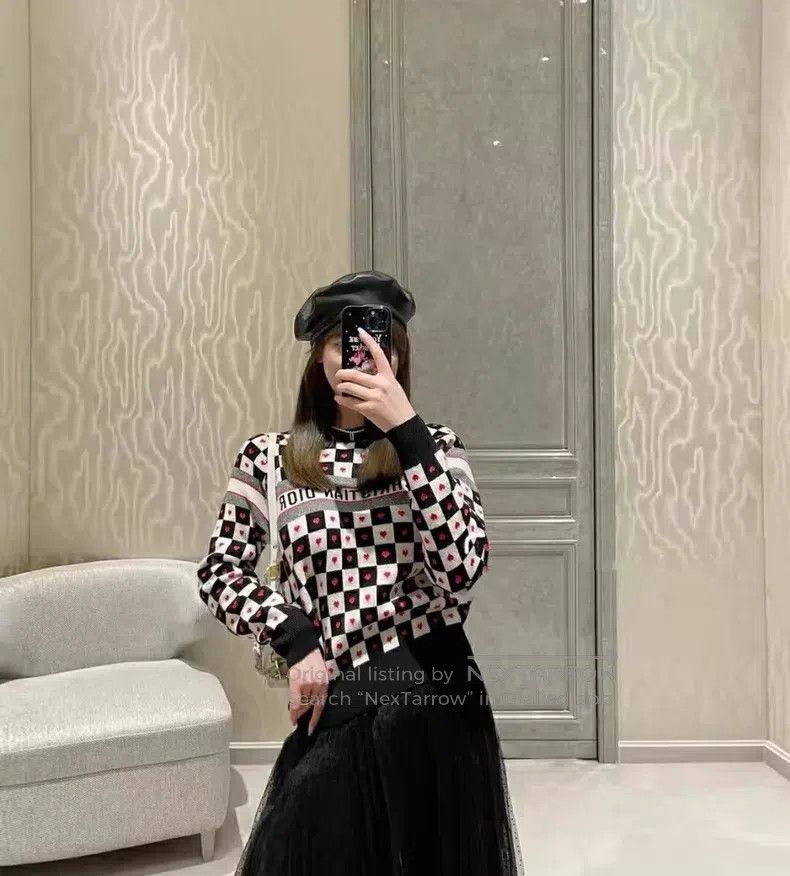 Dior Dior Love checkerboard cashmere sweater Size XXS / US 00 / IT 34 - 6 Thumbnail