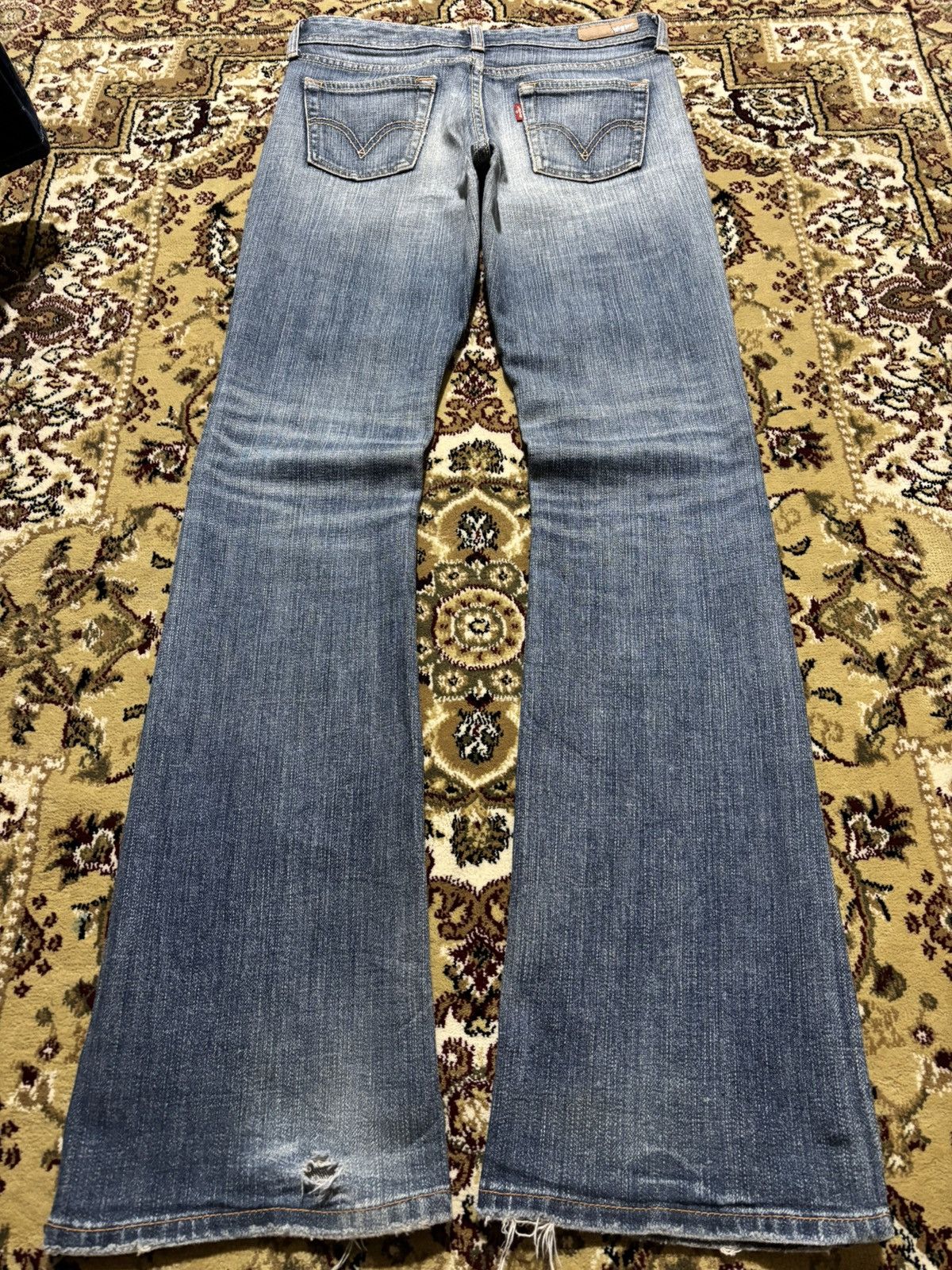 Levi's Y2k Levis Flared Faded Distressed Jeans Size US 28 / EU 44 - 2 Thumbnail