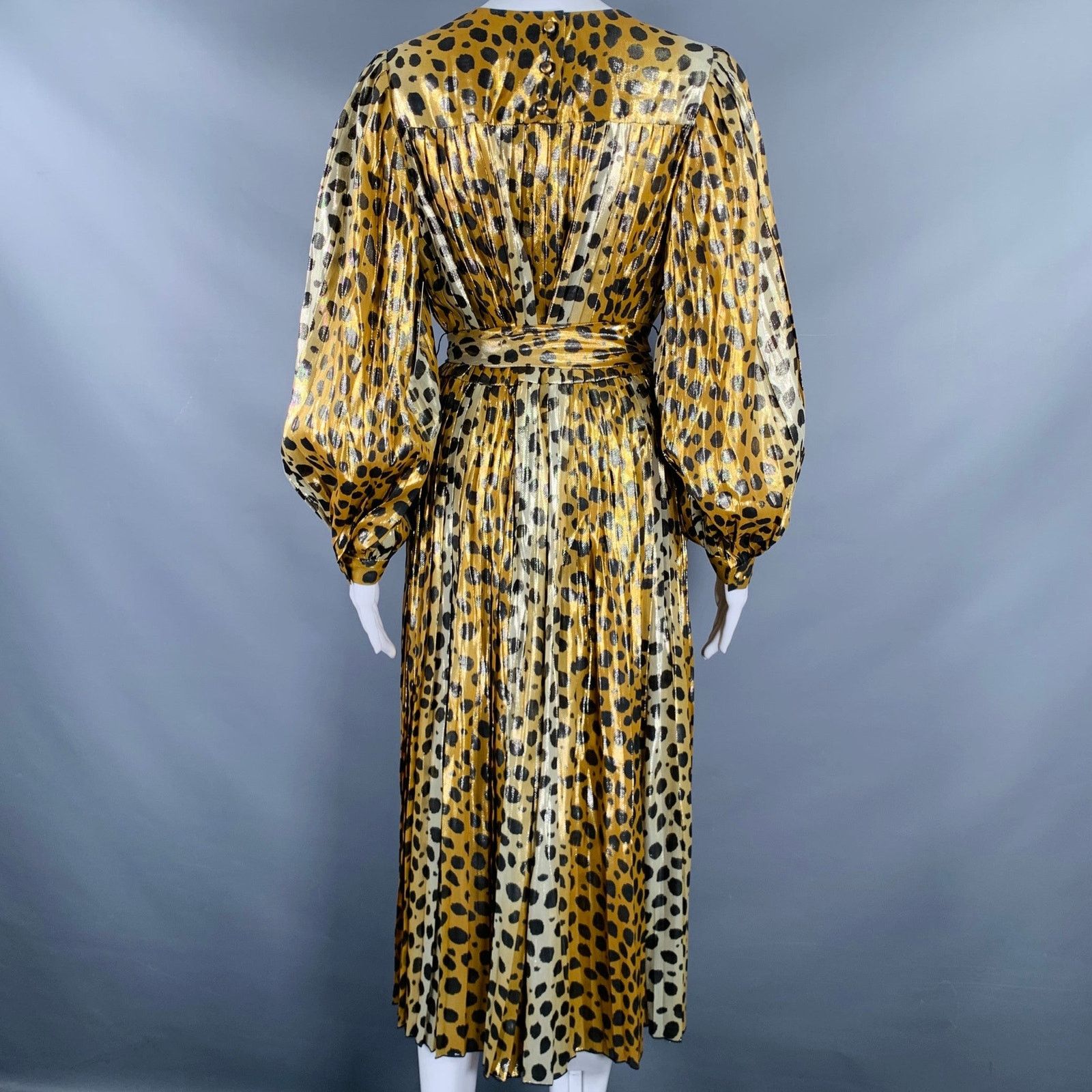 Marc Jacobs Size 0 Gold Black Silk Metallic Animal Print Pleated Dress Size XS / US 0-2 / IT 36-38 - 4 Thumbnail