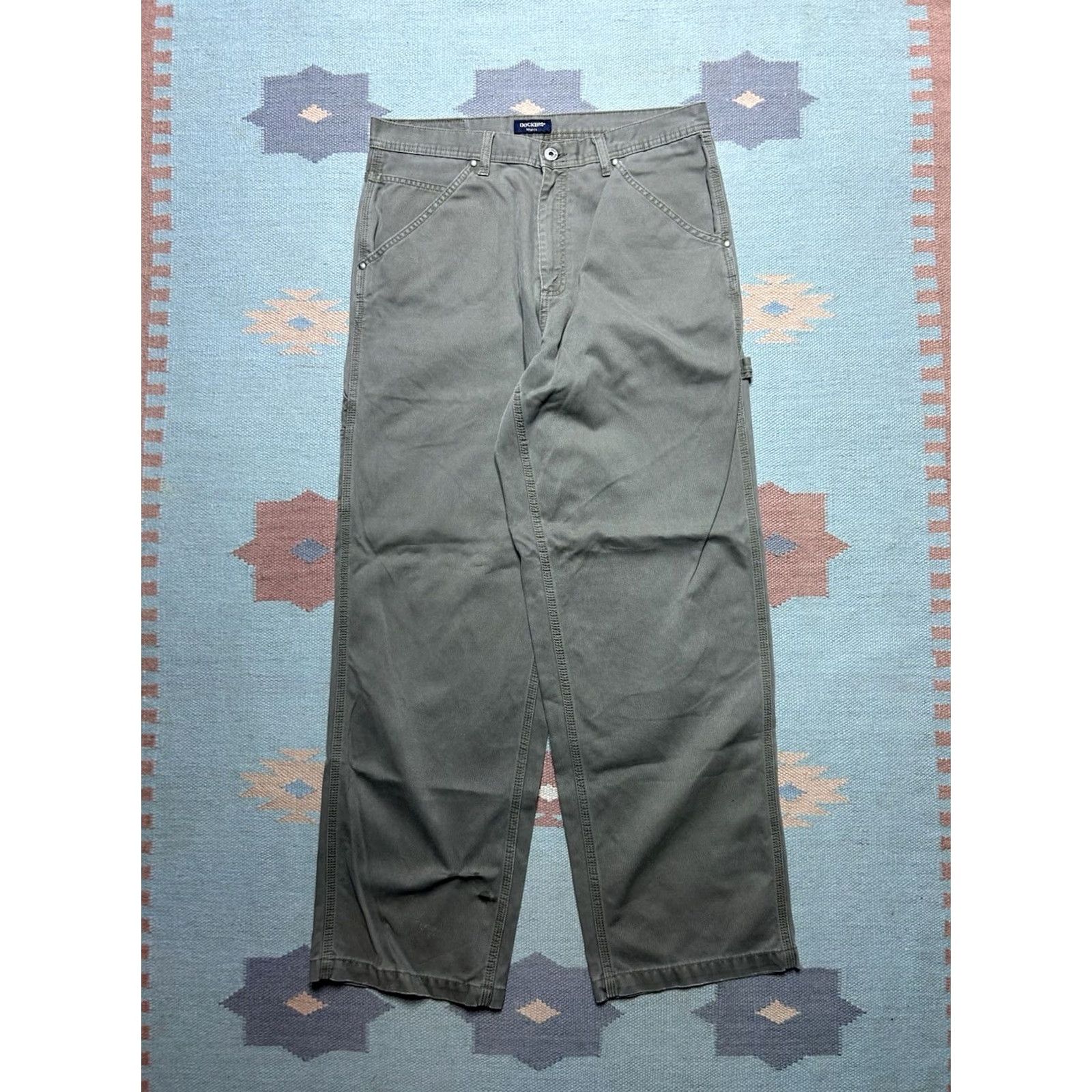 Dockers VINTAGE Dockers Carpenter Pants Wide-Leg Corduroy Workwear 33x32 Mens Green Size US 33 - 5 Thumbnail