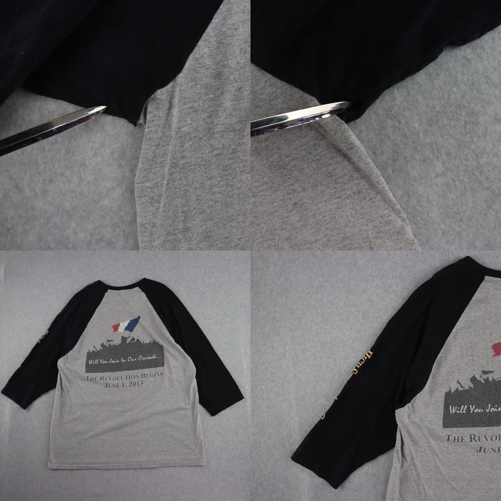 Anvil Les Misérables Adult Shirt L Gray Double-Sided Graphic Raglan ANVIL Mens Size US L / EU 52-54 / 3 - 9 Thumbnail