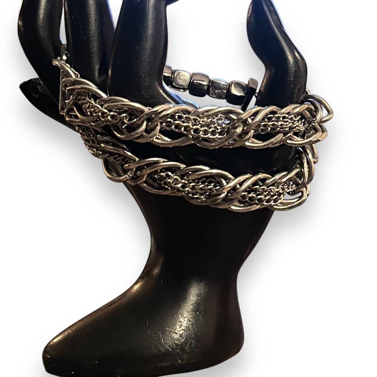 Other Silver tone chunky double chain stretch bracelet Size ONE SIZE - 3 Thumbnail