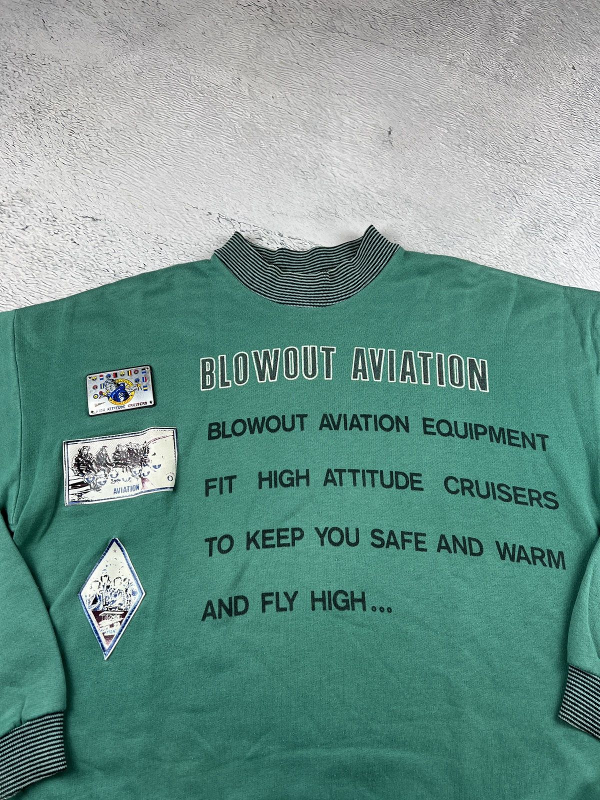 💥RARE 80s Vintage Washed Blowout Aviation sweatshirt Y2K