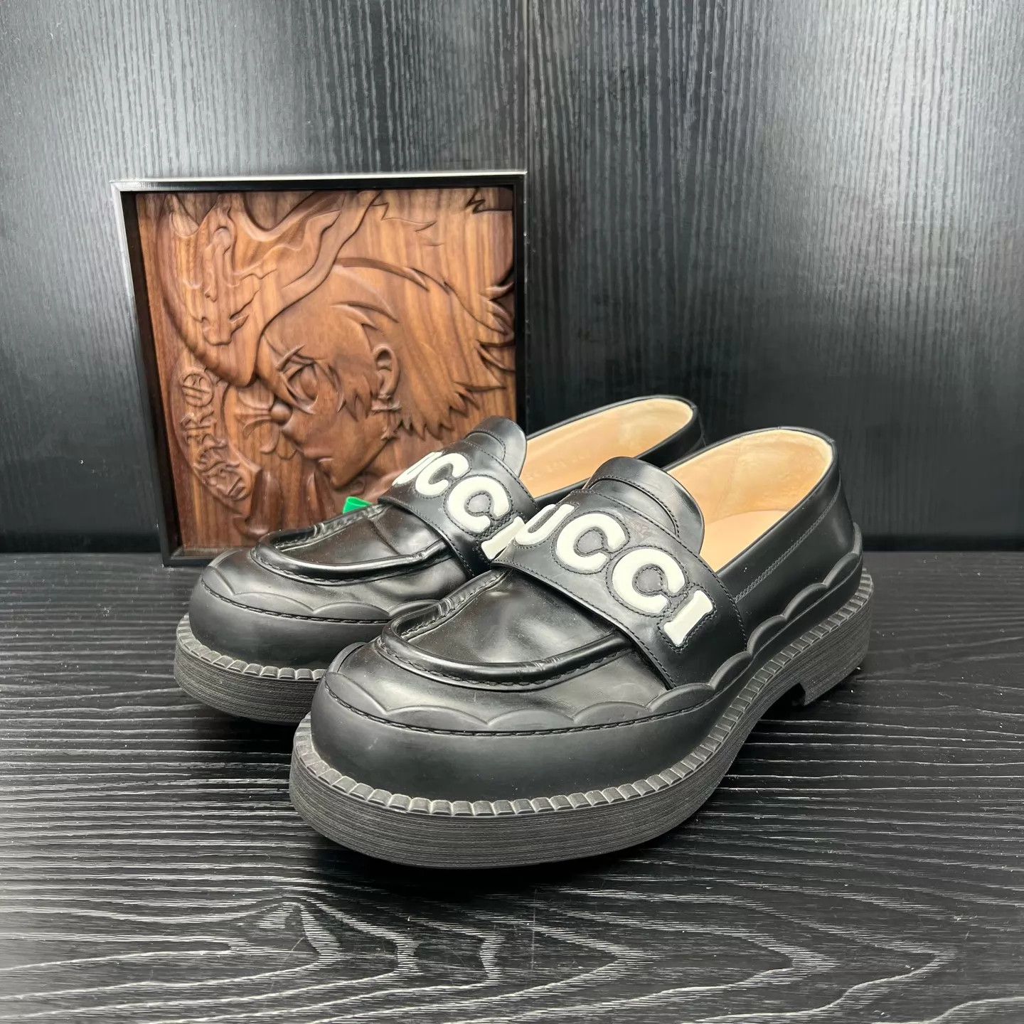 Gucci GUCCI Black Leather Loafers 39.5 Size US 9 / IT 39 - 1 Thumbnail