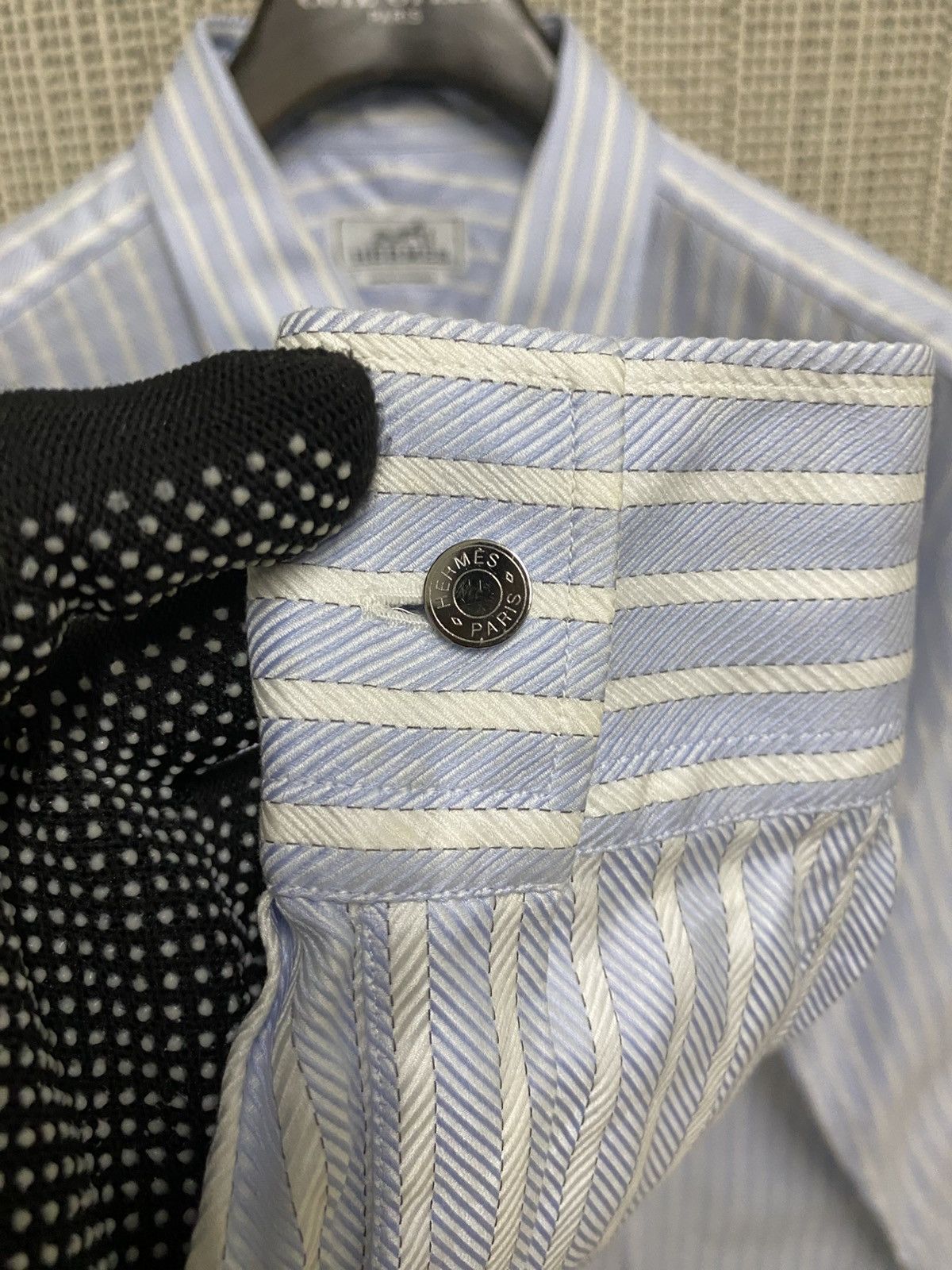 Hermes Vintage 90s hermes martin margiela era shirt button striped Size US L / EU 52-54 / 3 - 7 Thumbnail
