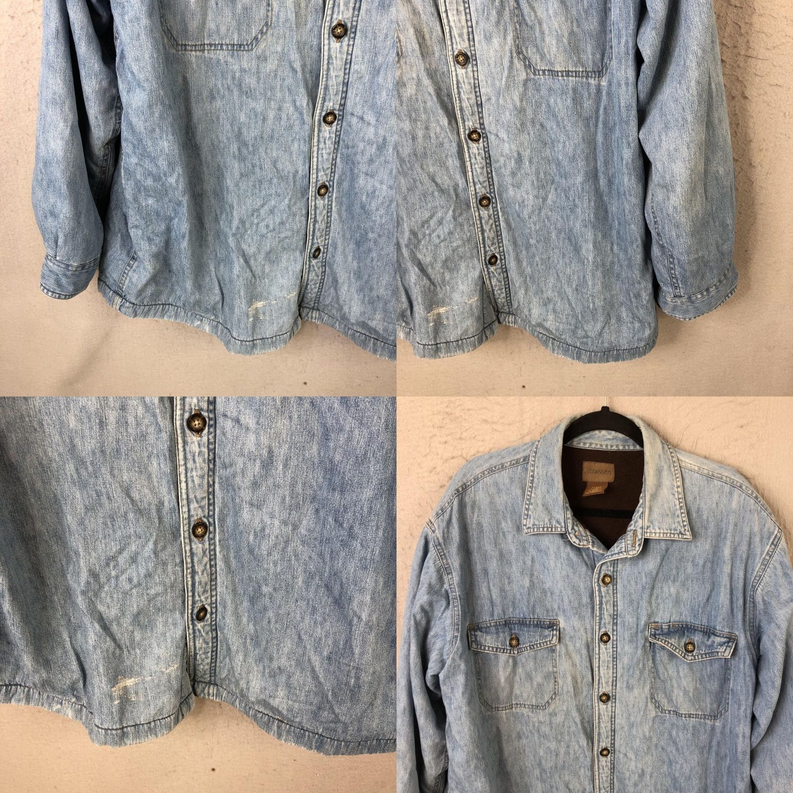 Vintage St. John's Bay Jacket Mens XL Blue Denim Fleece Lined Shacket Workwear Grunge Size US XL / EU 56 / 4 - 9 Thumbnail