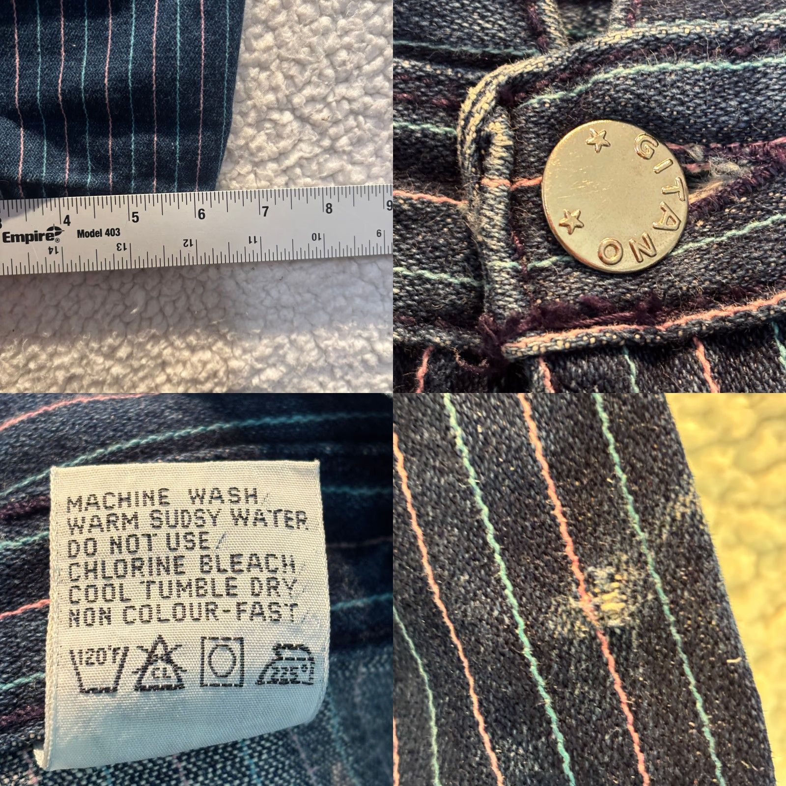 Vintage VINTAGE Gitano Jeans Womens 7/8 Blue Striped High Waisted Straight Hong Kong 90s Size 42" / US 20 - 8 Thumbnail