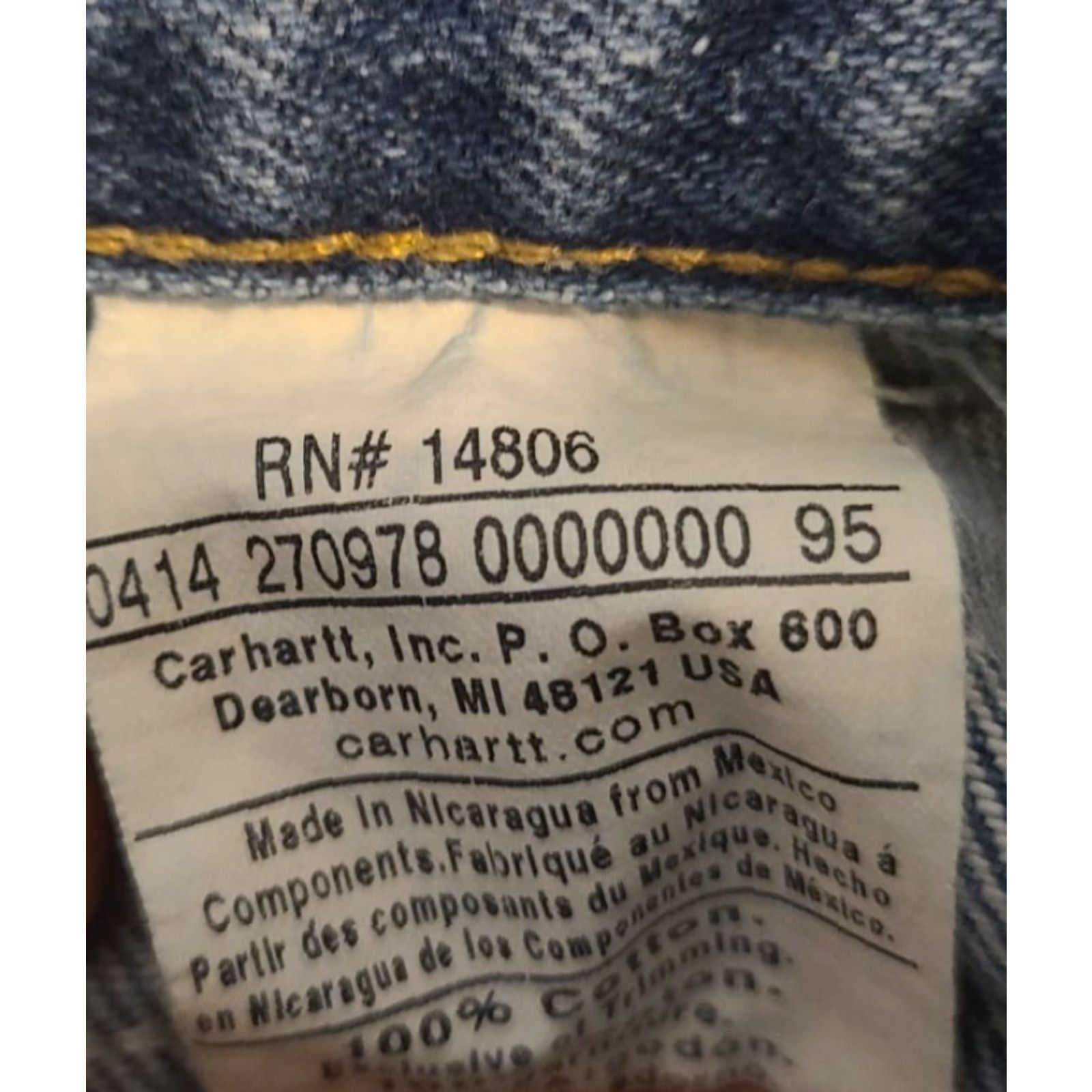 Carhartt Carhartt Relaxed Fit Straight Leg Jeans - 40 x 32 - Light Wash Denim - 5-Pocket, Zipper Button - Men - Regular Size - Blue - Logo - Cowboy Theme Size US 40 / EU 56 - 3 Thumbnail