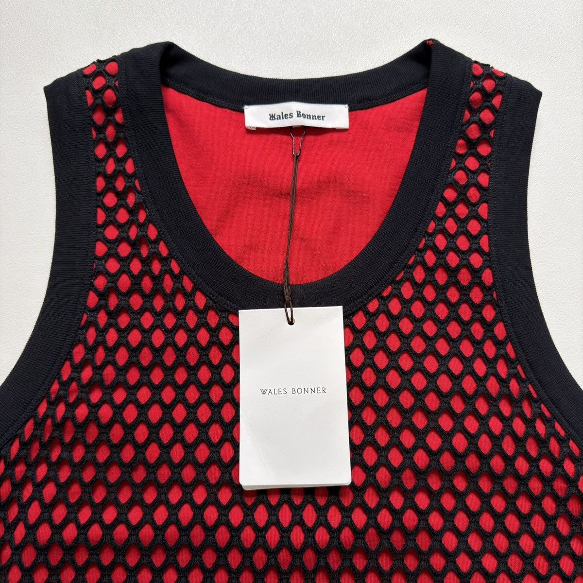 Wales Bonner ‘Record’ Black/Red Mesh Vest Size US M / EU 48-50 / 2 - 5 Thumbnail