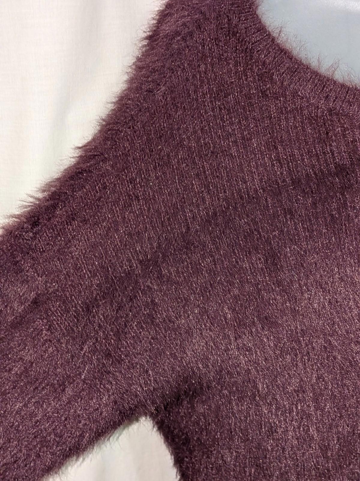 DKNY DKNY Purple Crew Neck Fuzzy Sweater Size M Size M / US 6-8 / IT 42-44 - 2 Thumbnail