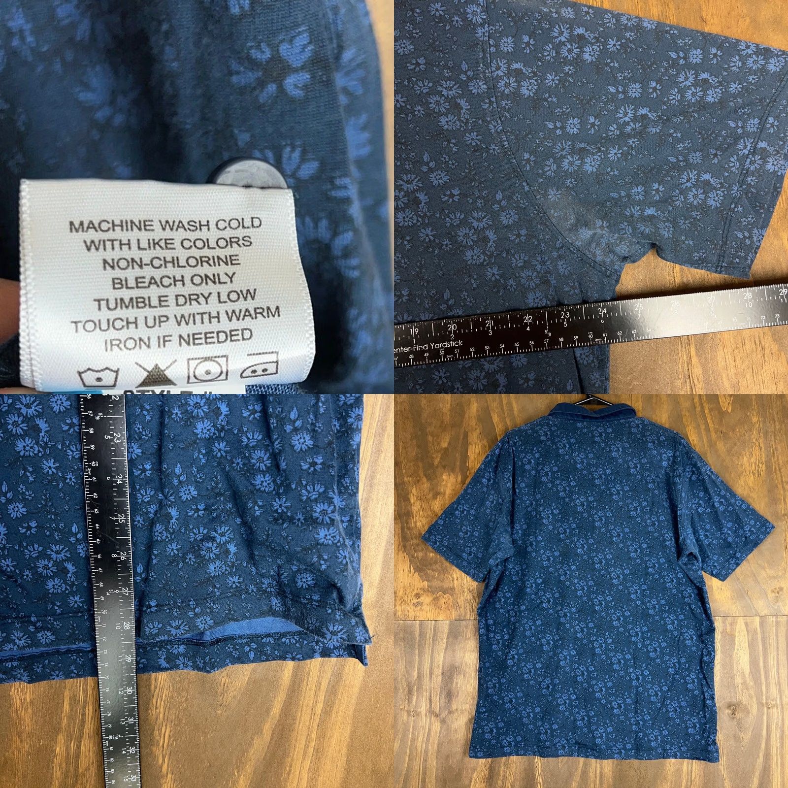Mizzen+Main Mizzen + Main Mens Shirt Blue Floral Performance Polo XXL Shirt Short Sleeve Button-Down 2XL Athletic Golf Casual All Seasons Menswear Size US XXL / EU 58 / 5 - 8 Thumbnail