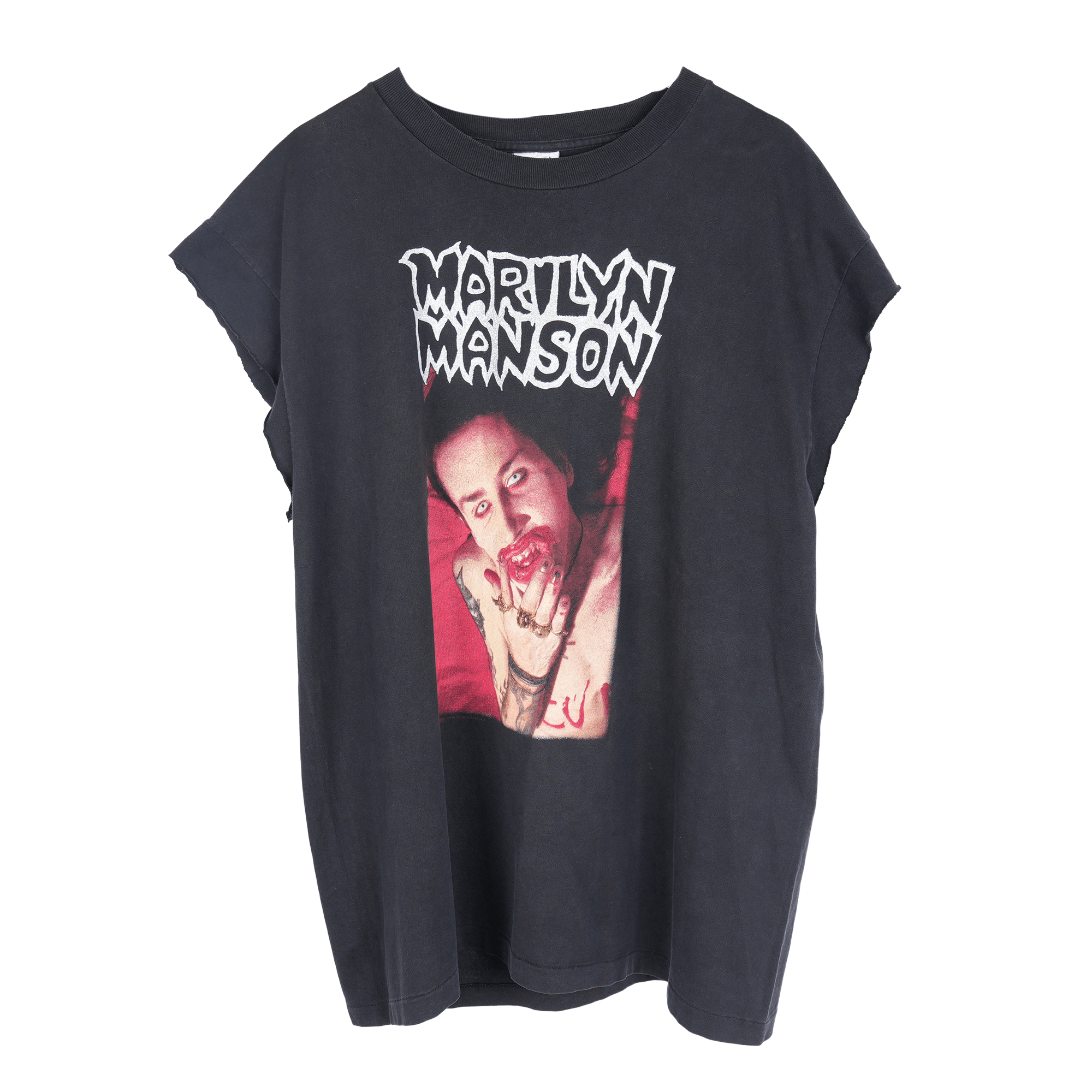 Vintage VINTAGE 1994 MARILYN MANSON ‘I AM THE GOD OF FUCK’ CUT OFF B Size US XL / EU 56 / 4 - 1 Thumbnail