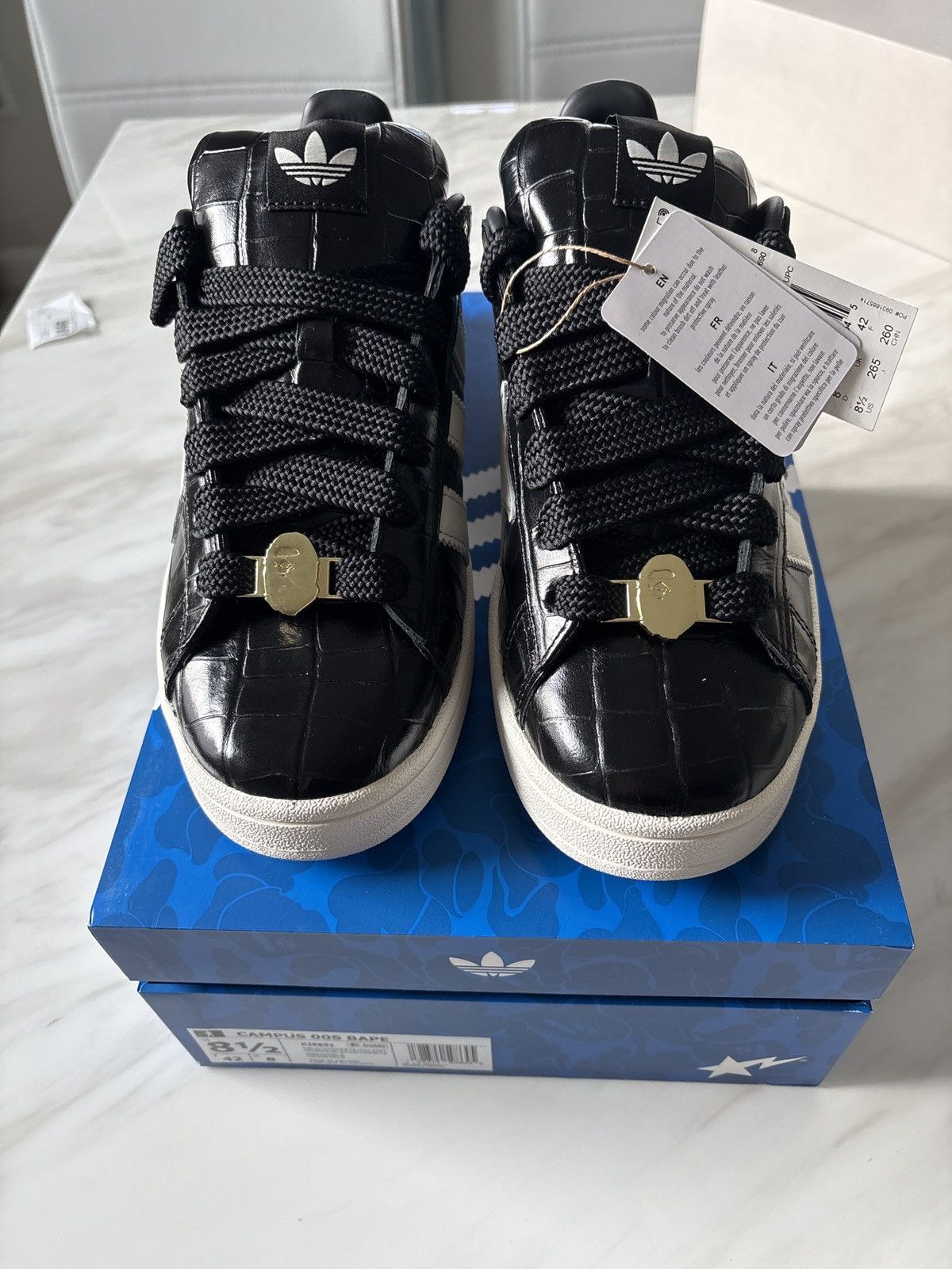 Adidas Adidas Campus Bape World Cup Black White Size US 8.5 / EU 41-42 - 4 Thumbnail