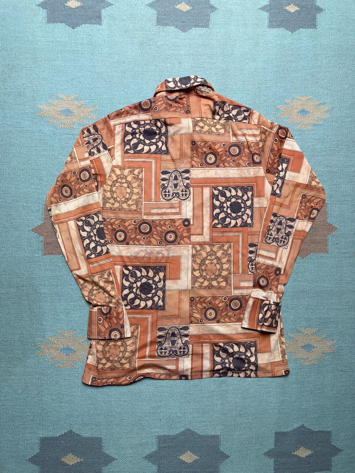 Vintage 70s button shirt disco novelty print flowers dagger collar M Size US M / EU 48-50 / 2 - 7 Thumbnail