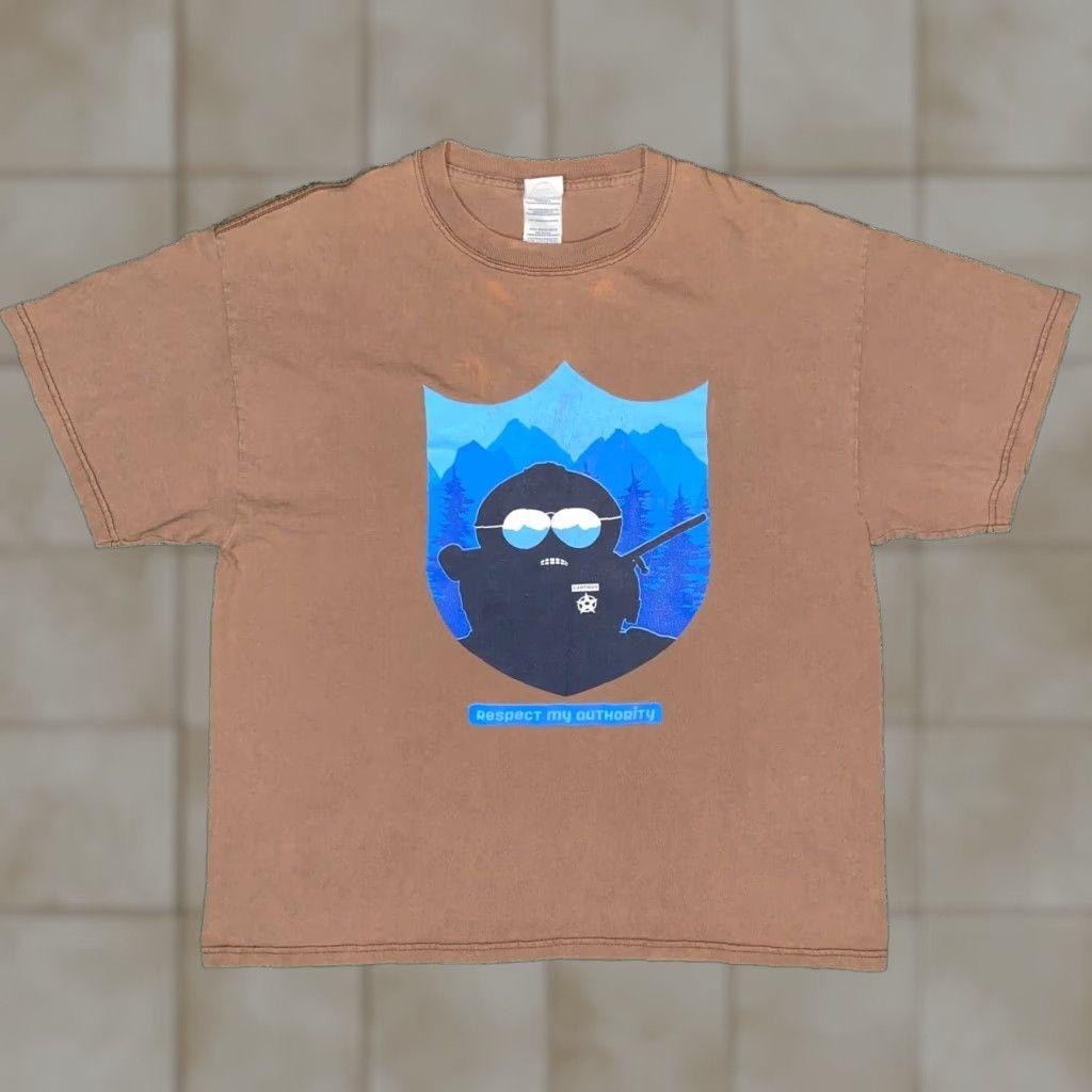 Delta VINTAGE Delta South Park Cartman Respect my Authority Brown Graphic Tshirt L Y2K Mens Size US L / EU 52-54 / 3 - 1 Thumbnail