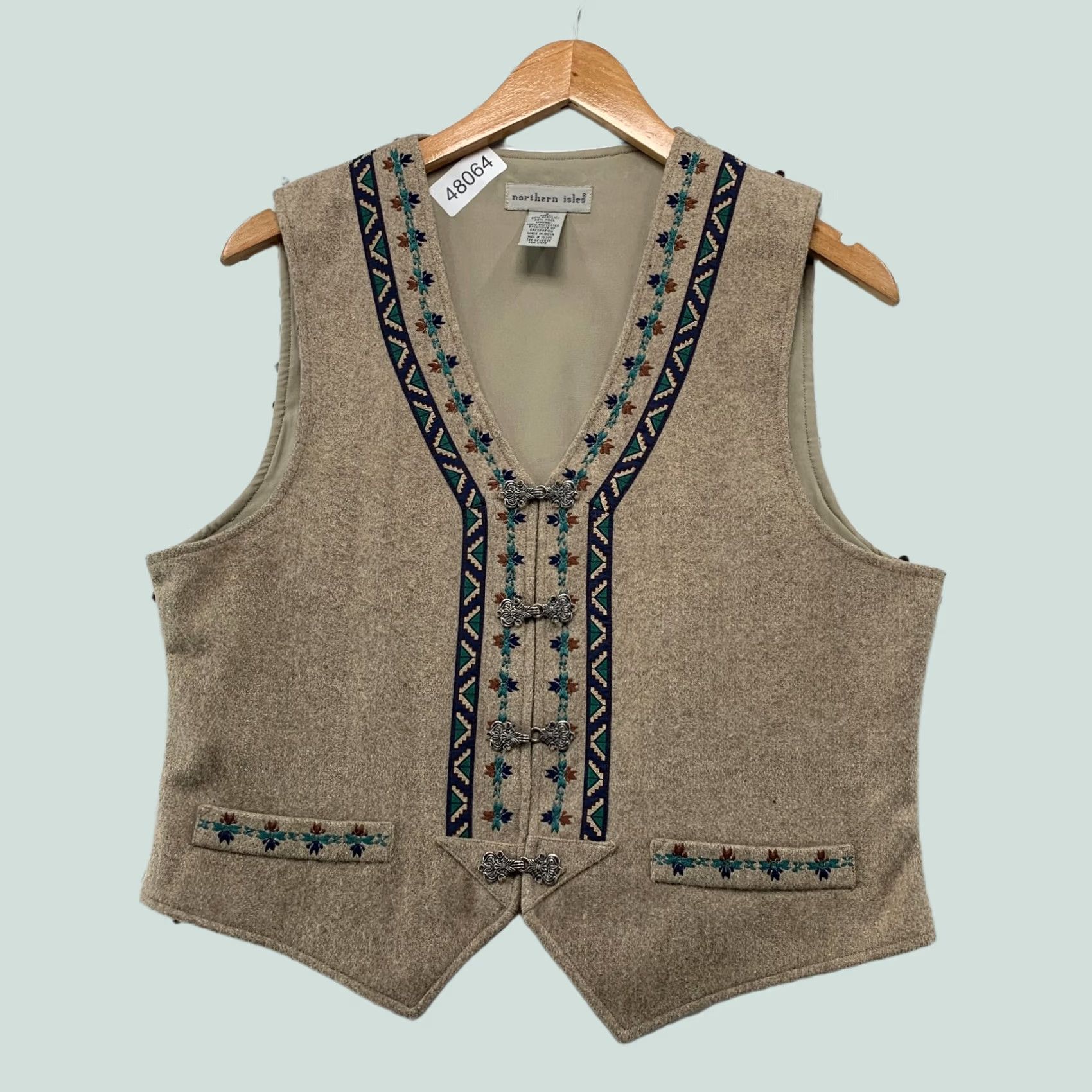 Vintage VINTAGE Northern Womens Vest Wool Tyrolean Austrian Beig Beige Folkloric Boho Small Wool Tyrolean Vest Womens Small Beige Bohemian Winter Fall Womens Size S / US 4 / IT 40 - 1 Thumbnail