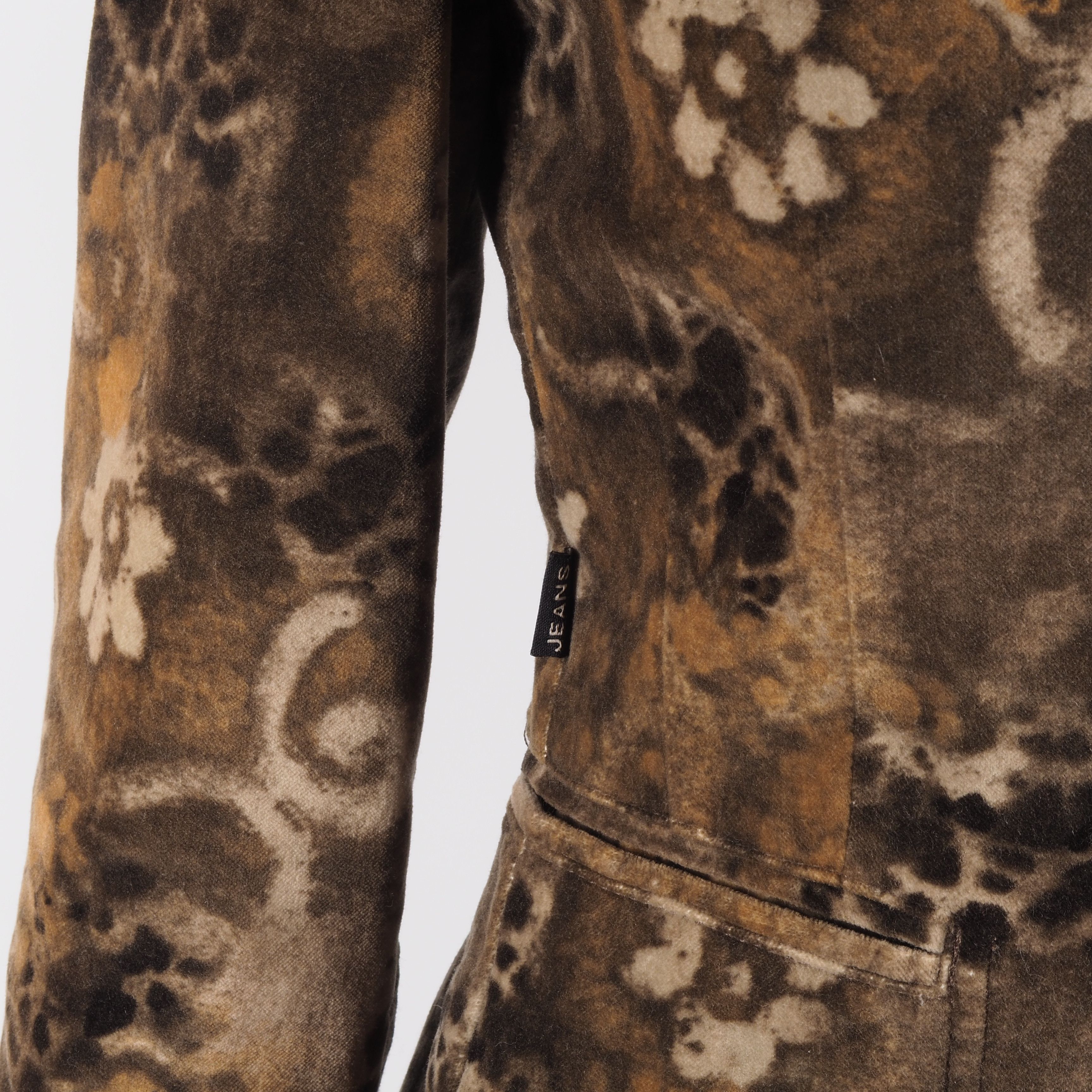 Moschino × Vintage Moschino Jeans Vintage Brown Floral Velour Blazer Jacket Size S / US 4 / IT 40 - 5 Thumbnail