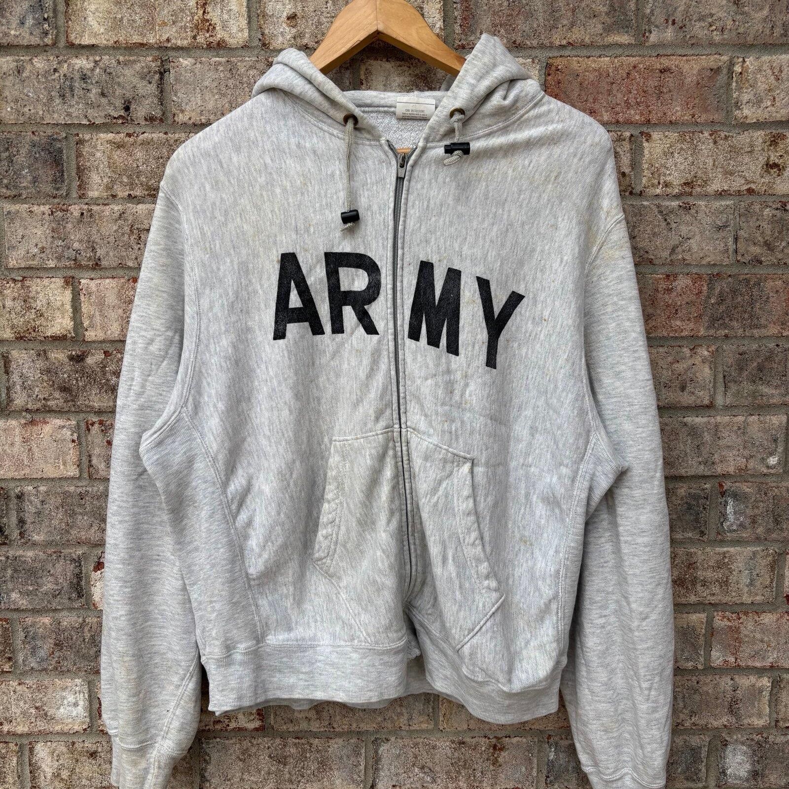 Vintage Vintage 80s Army hoodie fullzip Size US L / EU 52-54 / 3 - 1 Thumbnail