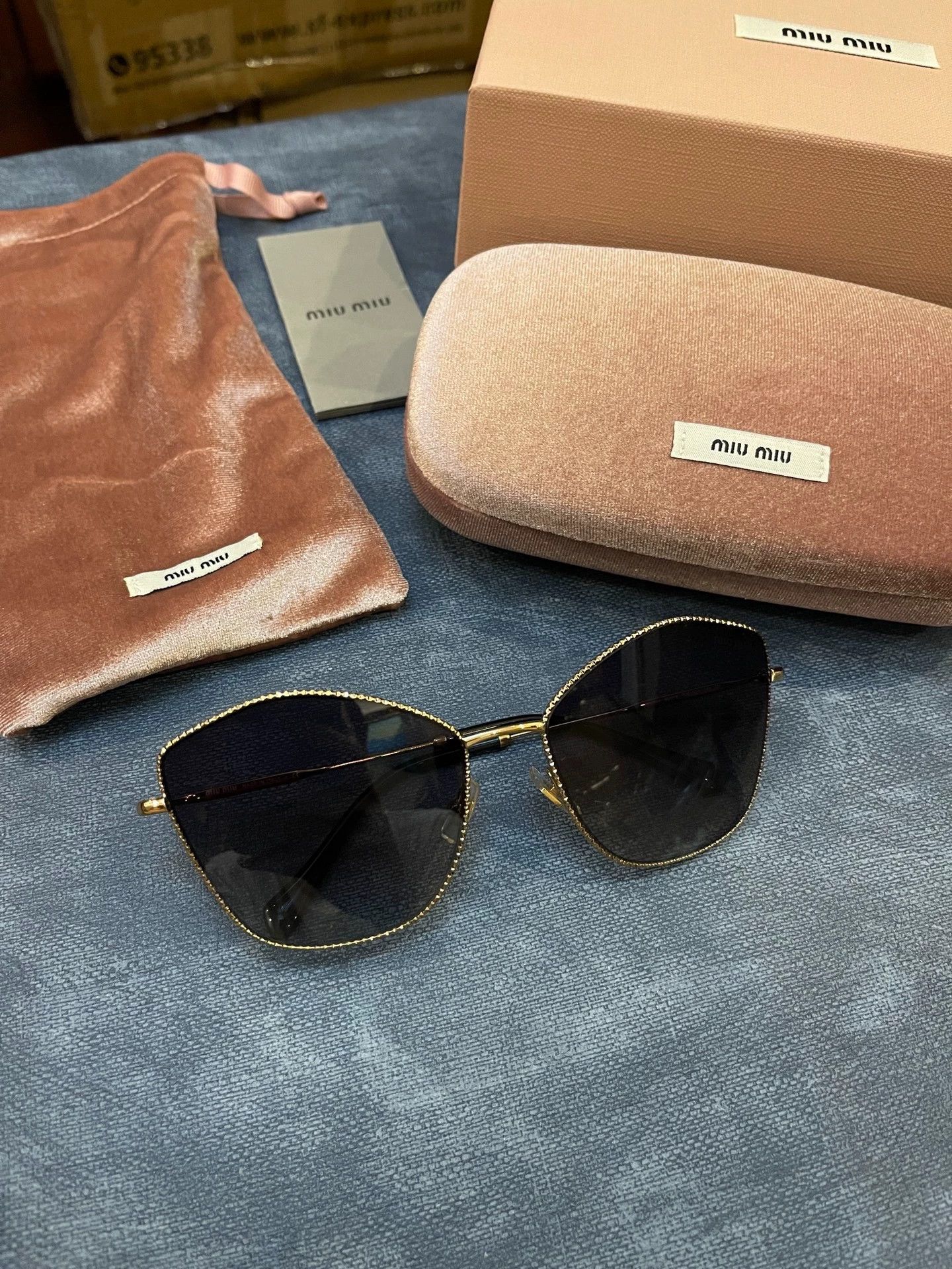Miu Miu MIU MIU Cat-Eye Gradient Gold Metal Sunglasses Size ONE SIZE - 1 Thumbnail