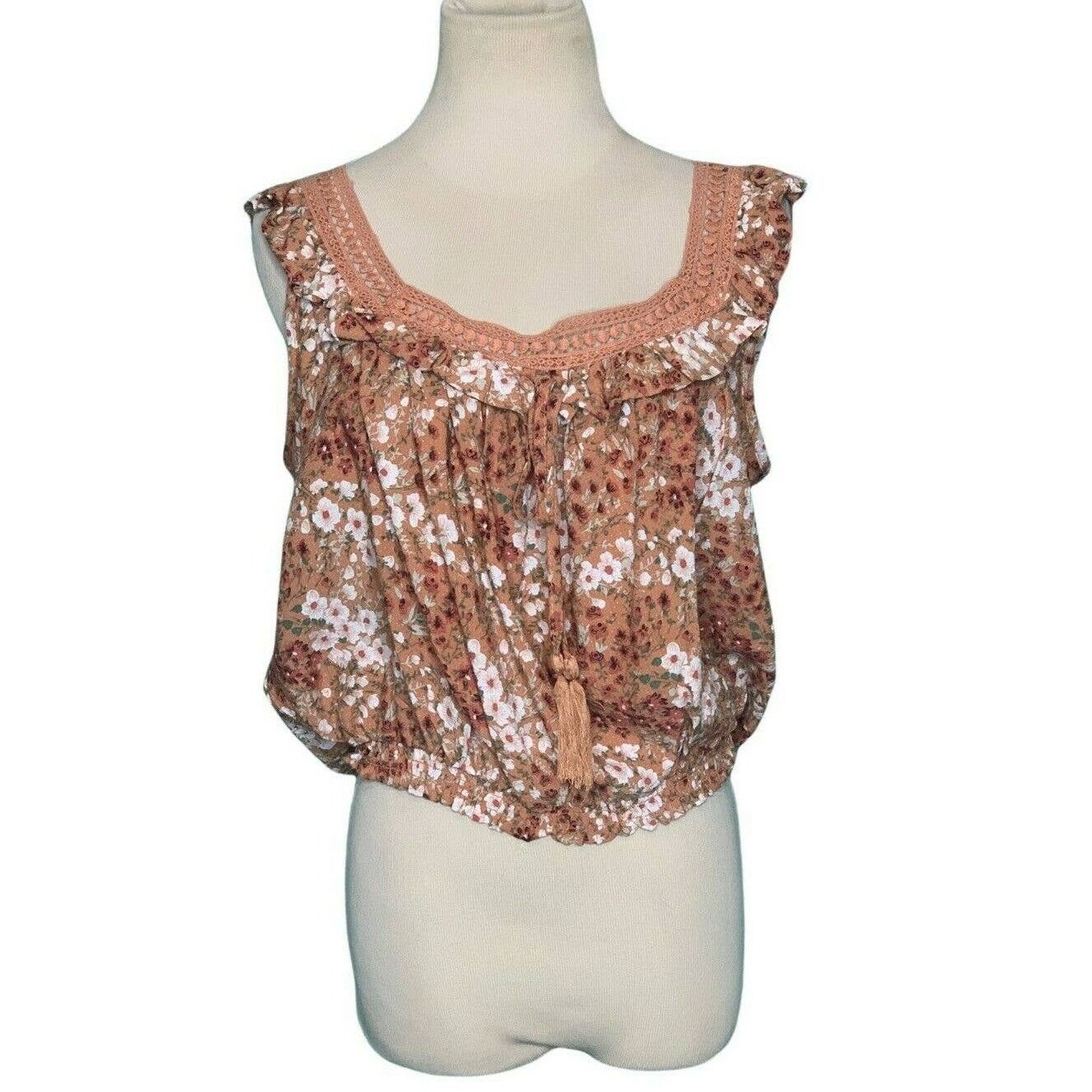 Cynthia Rowley Cynthia Rowley brown floral sleeveless crop top size small Size S / US 4 / IT 40 - 1 Thumbnail