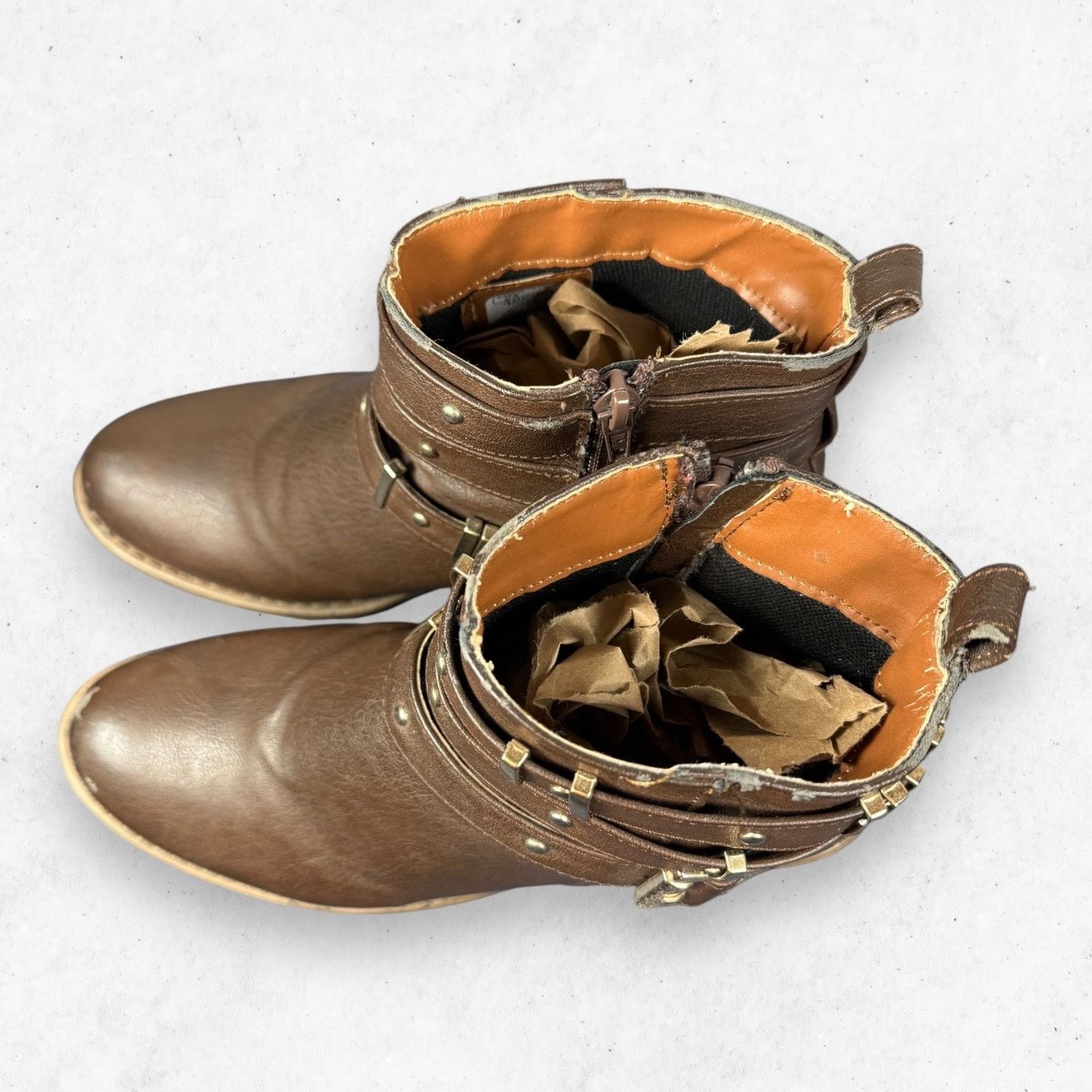 Other Womens Brown Studded Buckle Ankle Boots Block Heel Sz 7 Size US 7 / IT 37 - 10 Thumbnail