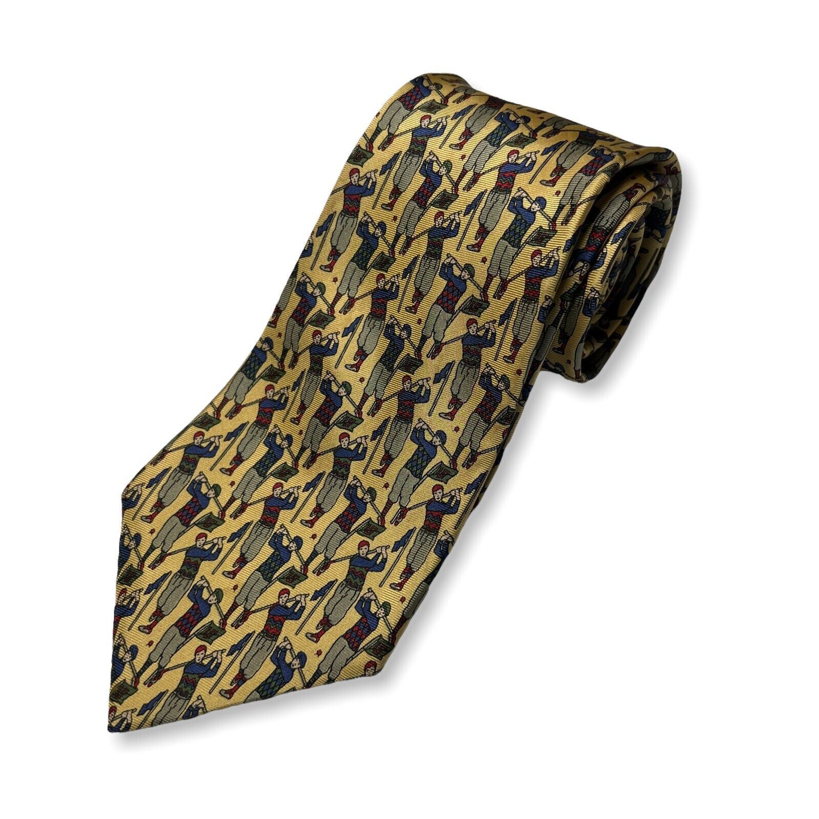 Other Barbara Blank NY Silk Golf Necktie Yellow Vintage Size ONE SIZE - 2 Thumbnail