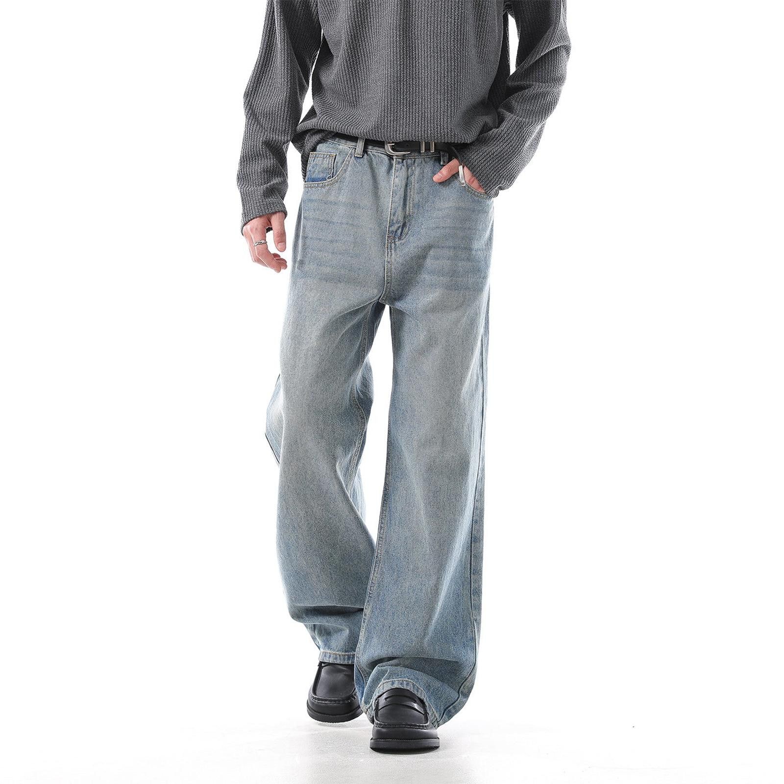 Black Distressed Baggy Wide Leg Jeans Barrel Leg Jeans