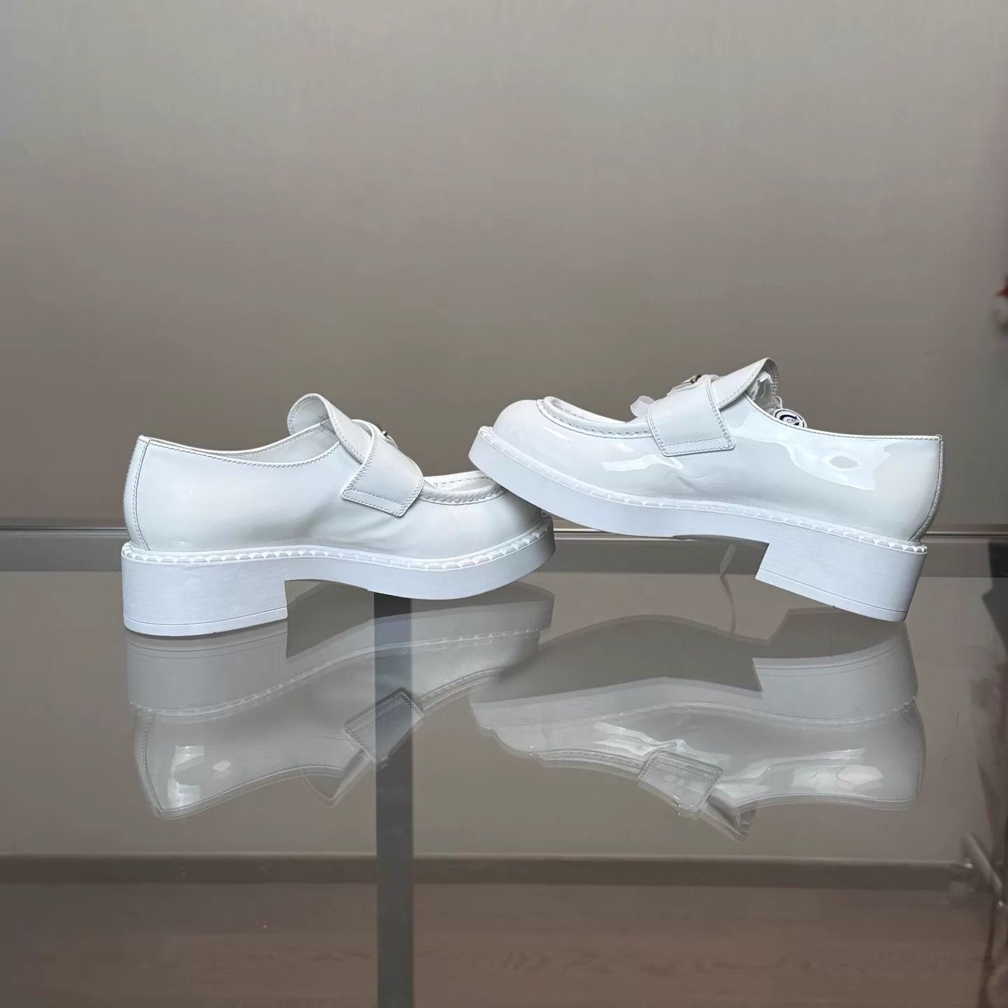 Prada Prada Chocolate White Patent Leather Loafer 38 New Size US 7.5 / IT 37.5 - 6 Thumbnail