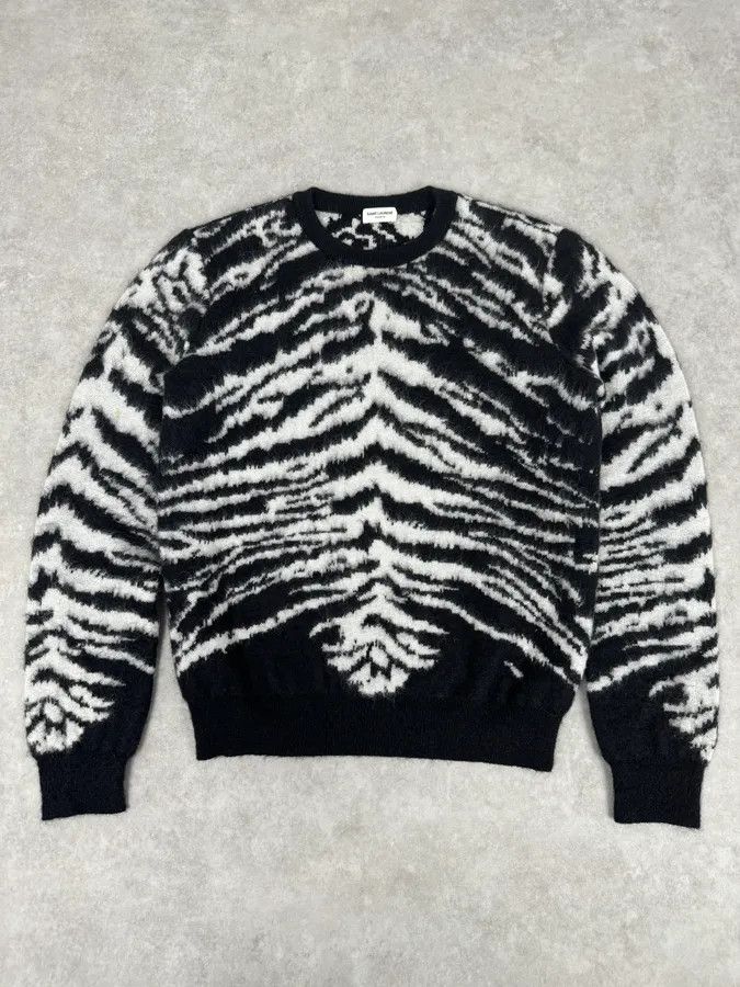 Saint Laurent Paris AW2014 Saint Laurent Zebra Wool Sweater by Hedi Slimane Size US S / EU 44-46 / 1 - 1 Thumbnail