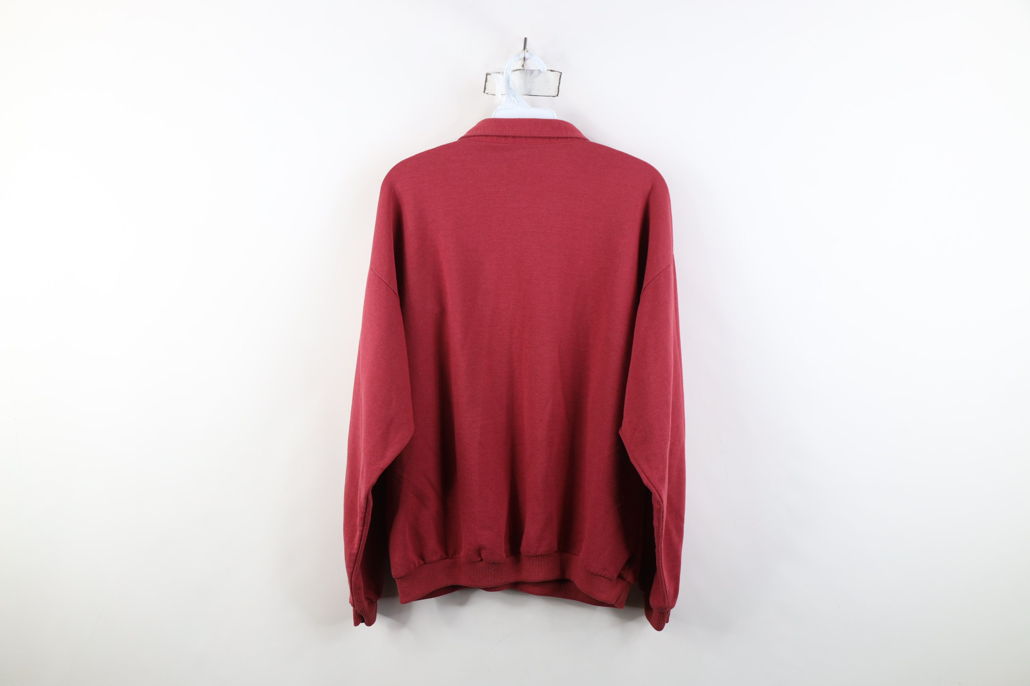 Vintage Vintage 90s Streetwear Ribbed Pullover Long Sleeve Polo Red Size US L / EU 52-54 / 3 - 9 Thumbnail